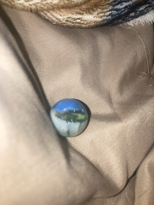 Blue Patch Special - Blue on White with Green Accent by Akro Agate, identification view