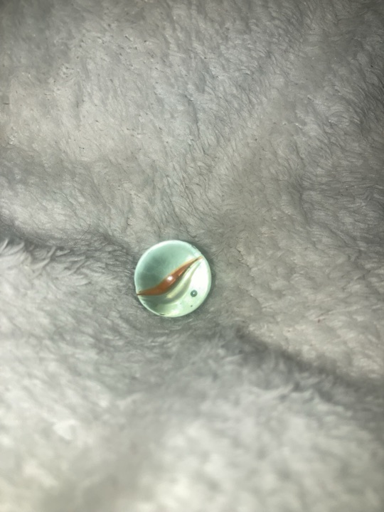 Orange Vane on Clear Cat's Eye by Vitro Agate, identification view