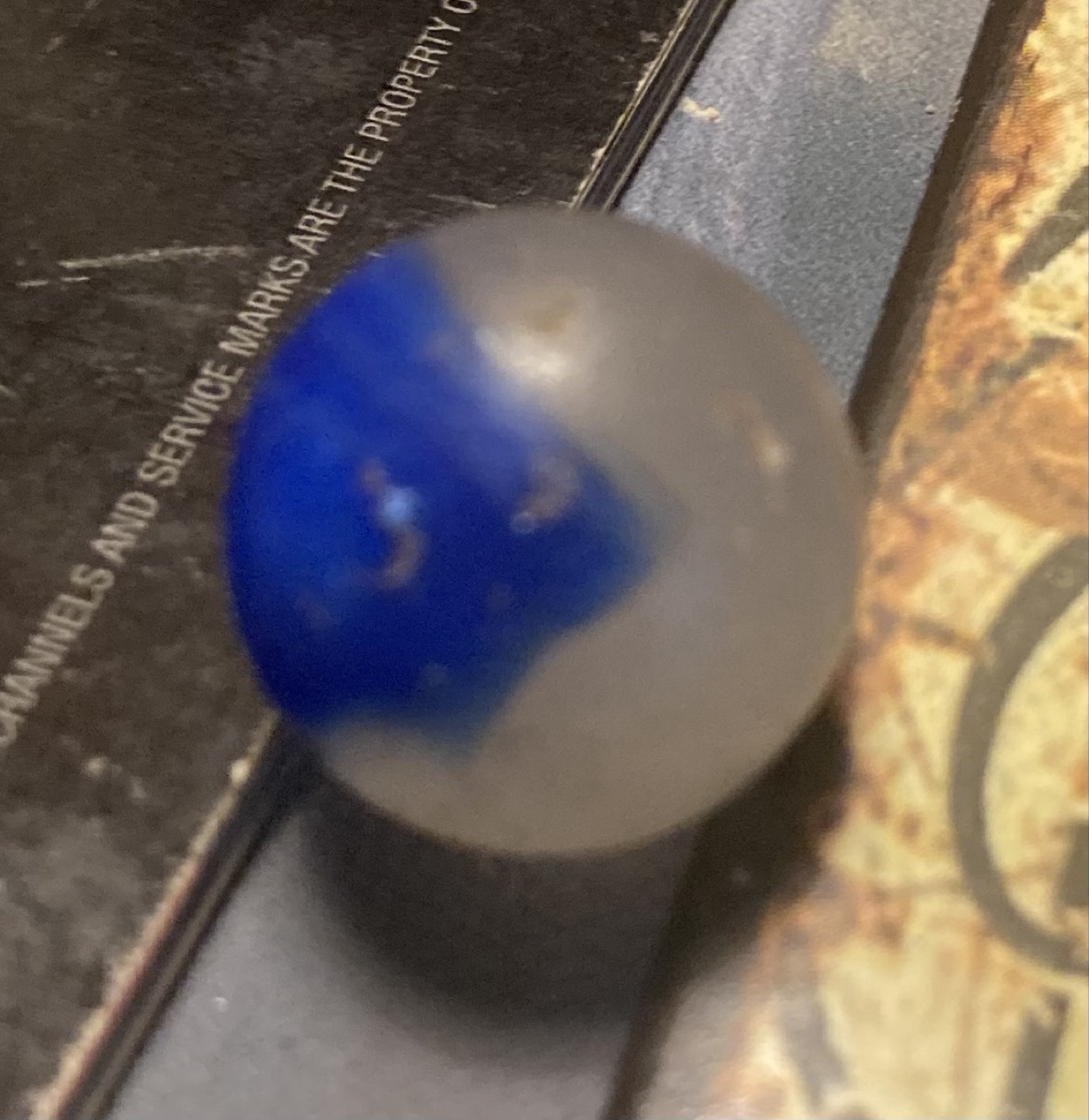 Blue and White Patch by Akro Agate, identification view