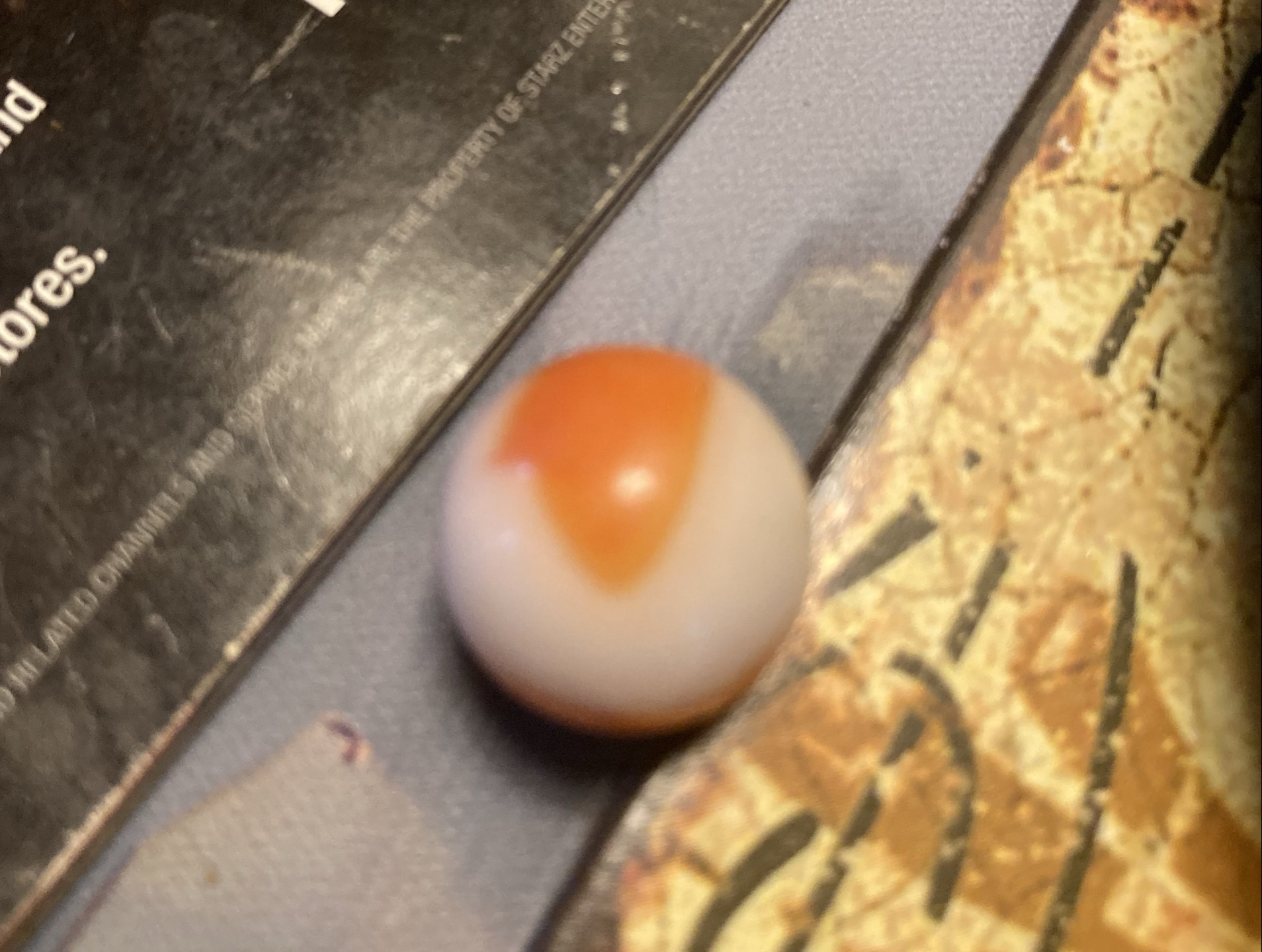 Orange and White Patch by Akro Agate, identification view