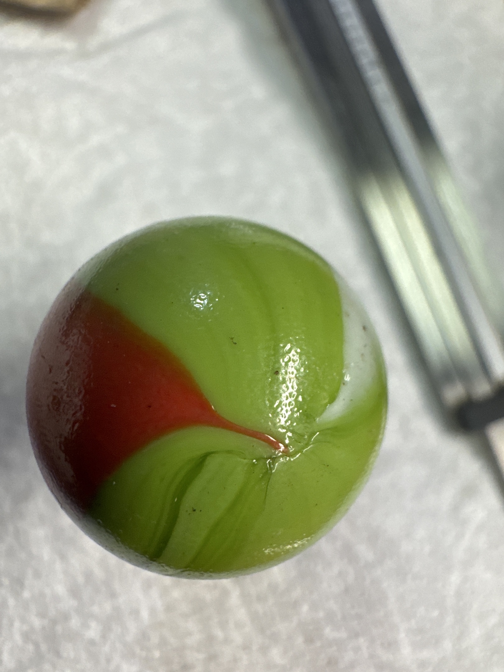 Parrot Shooter - Lime Green with Red by Vitro Agate, identification view