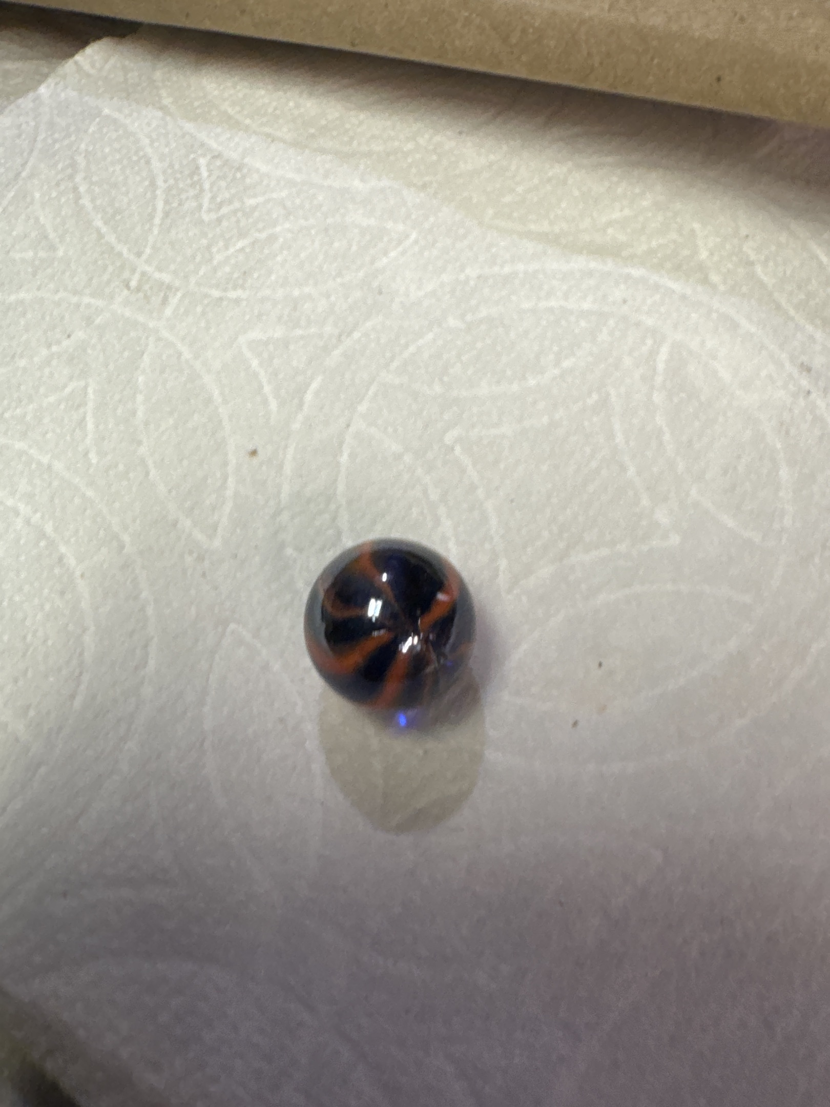Tiger - Black with Orange by Peltier Glass Company, identification view