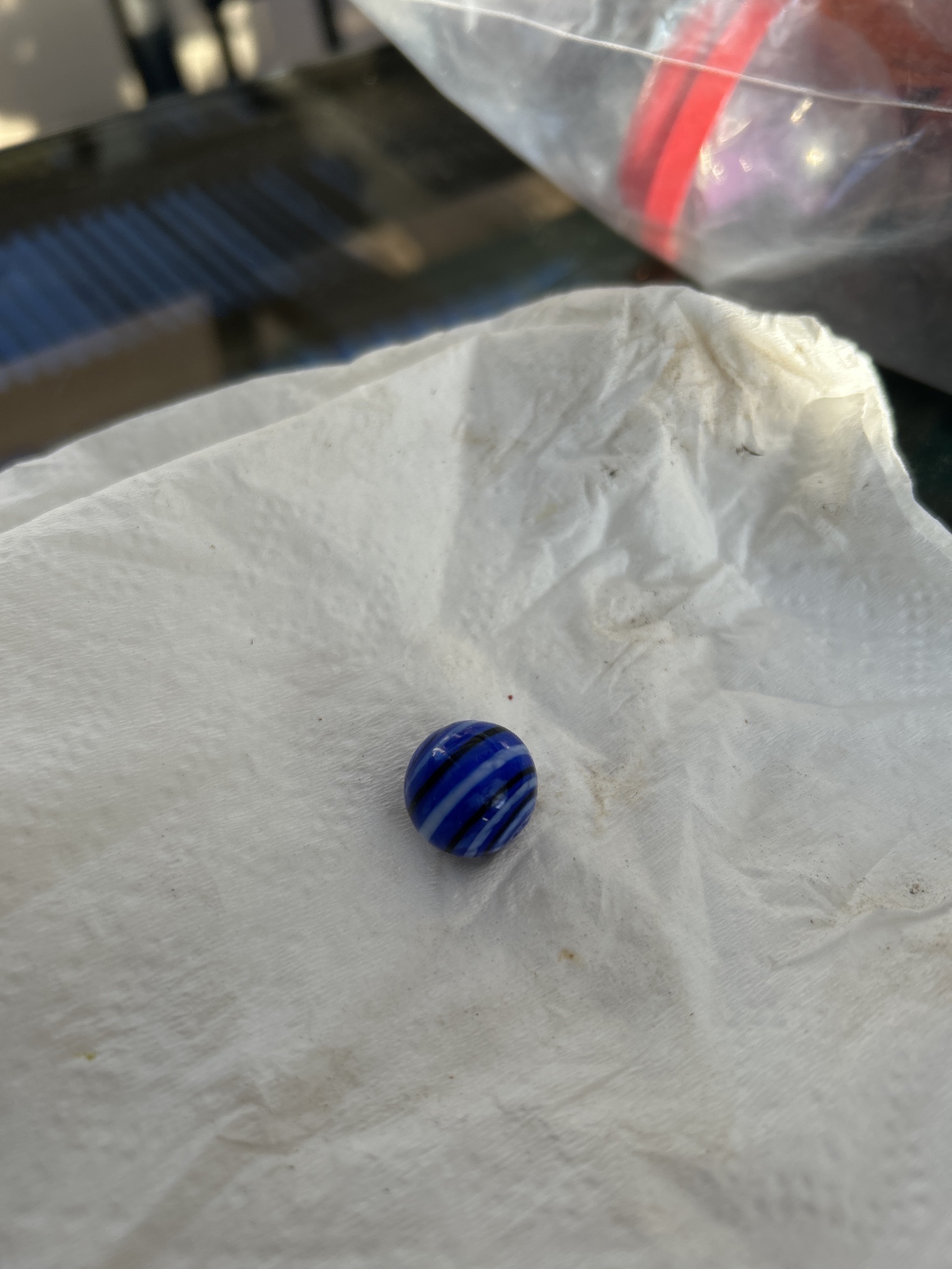 Blue and White Swirl with Black accents by Christensen Agate Company