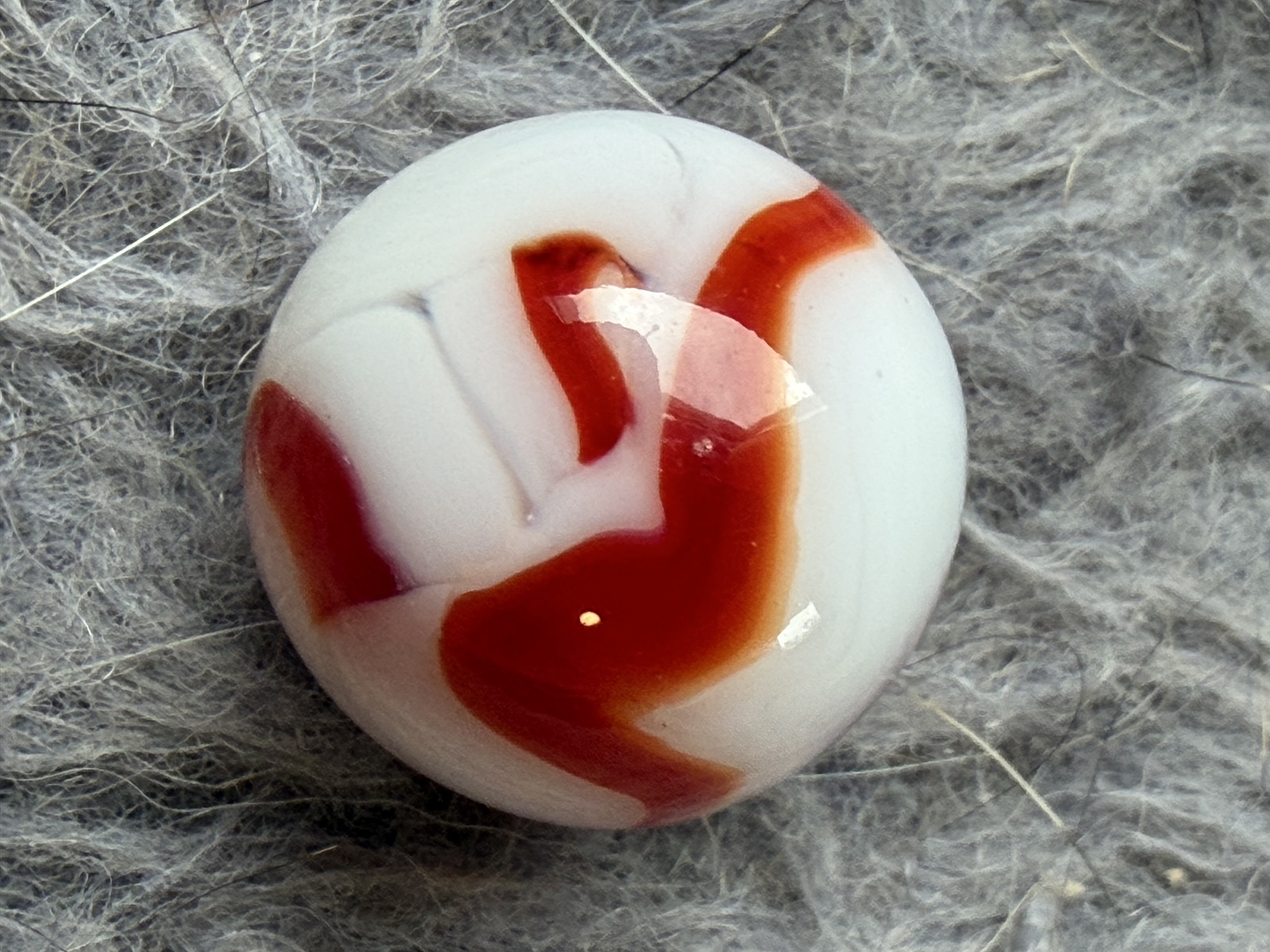 Red and White Corkscrew (Prize Name / Red Cherry) by Akro Agate