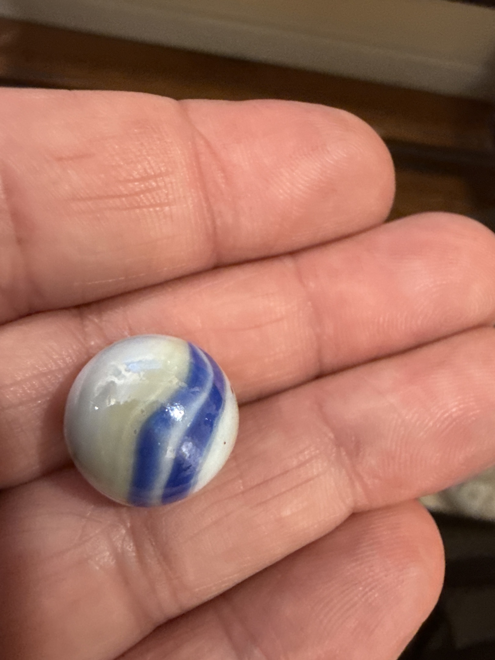 Blue and White Corkscrew by Akro Agate