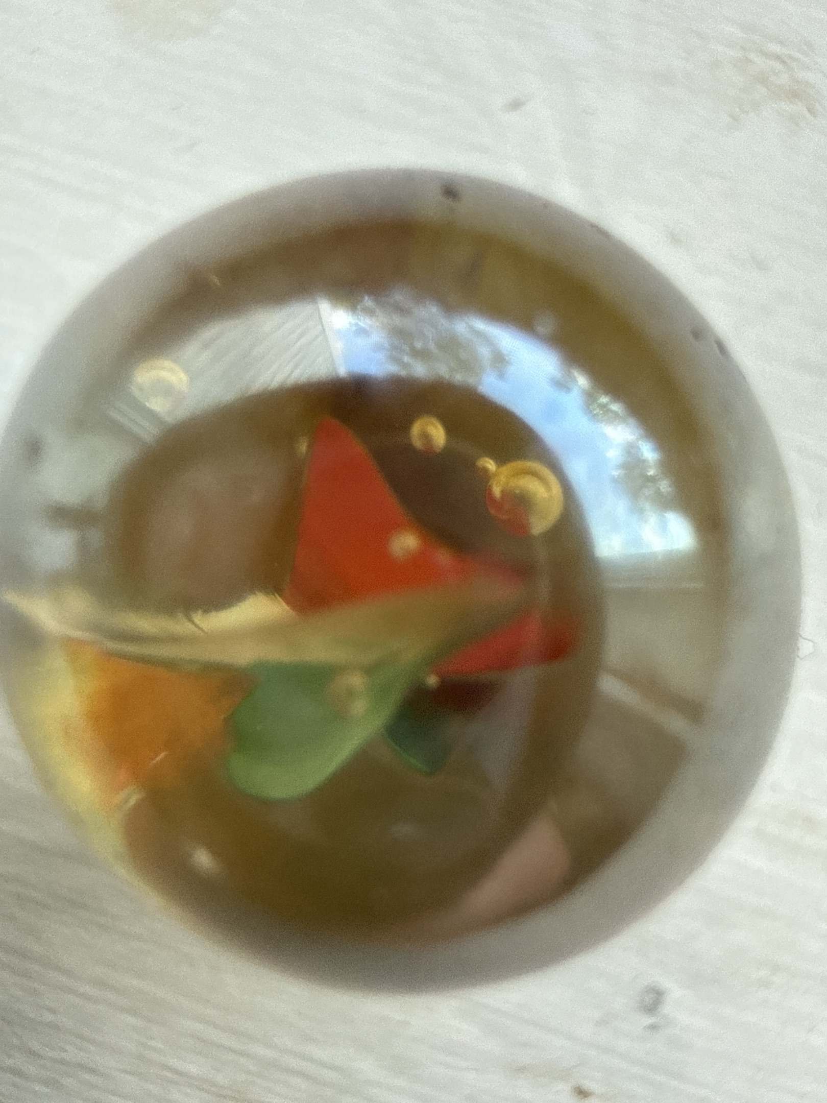 Tri-Color Cat's Eye - Red Green Orange by Vitro Agate