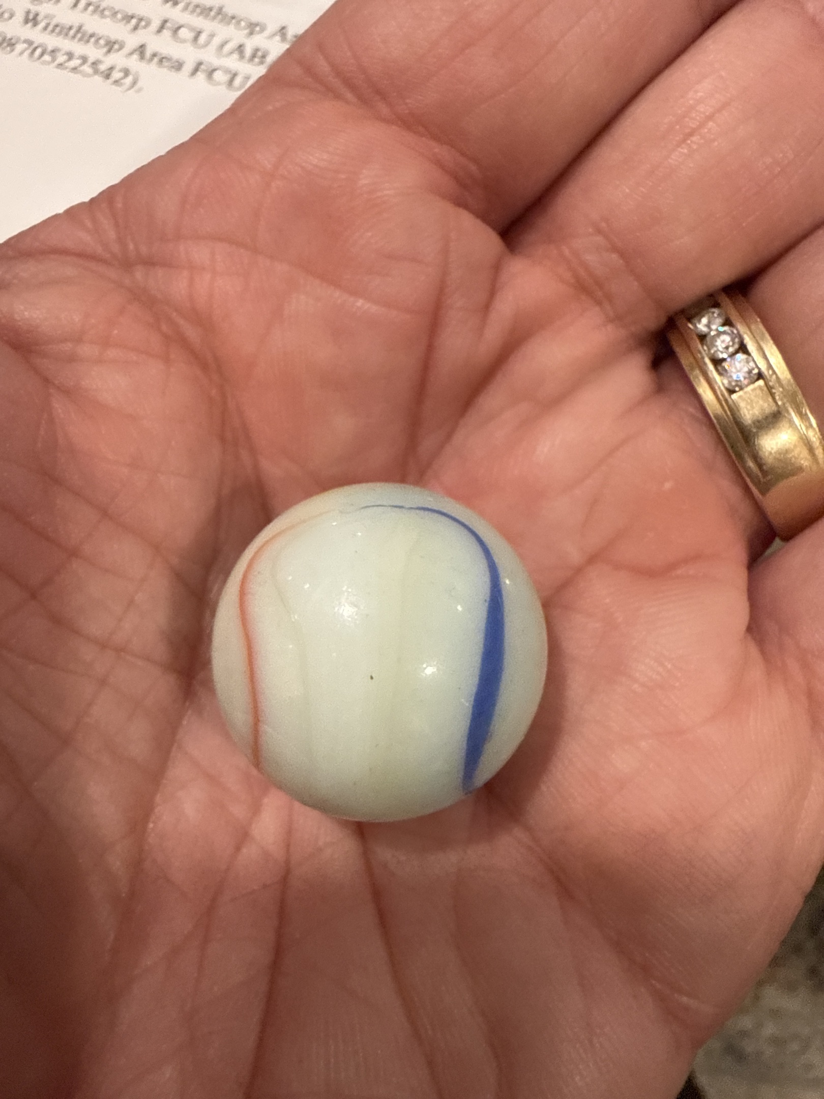 Striped Opaque Special - Red and Blue by Akro Agate, identification view