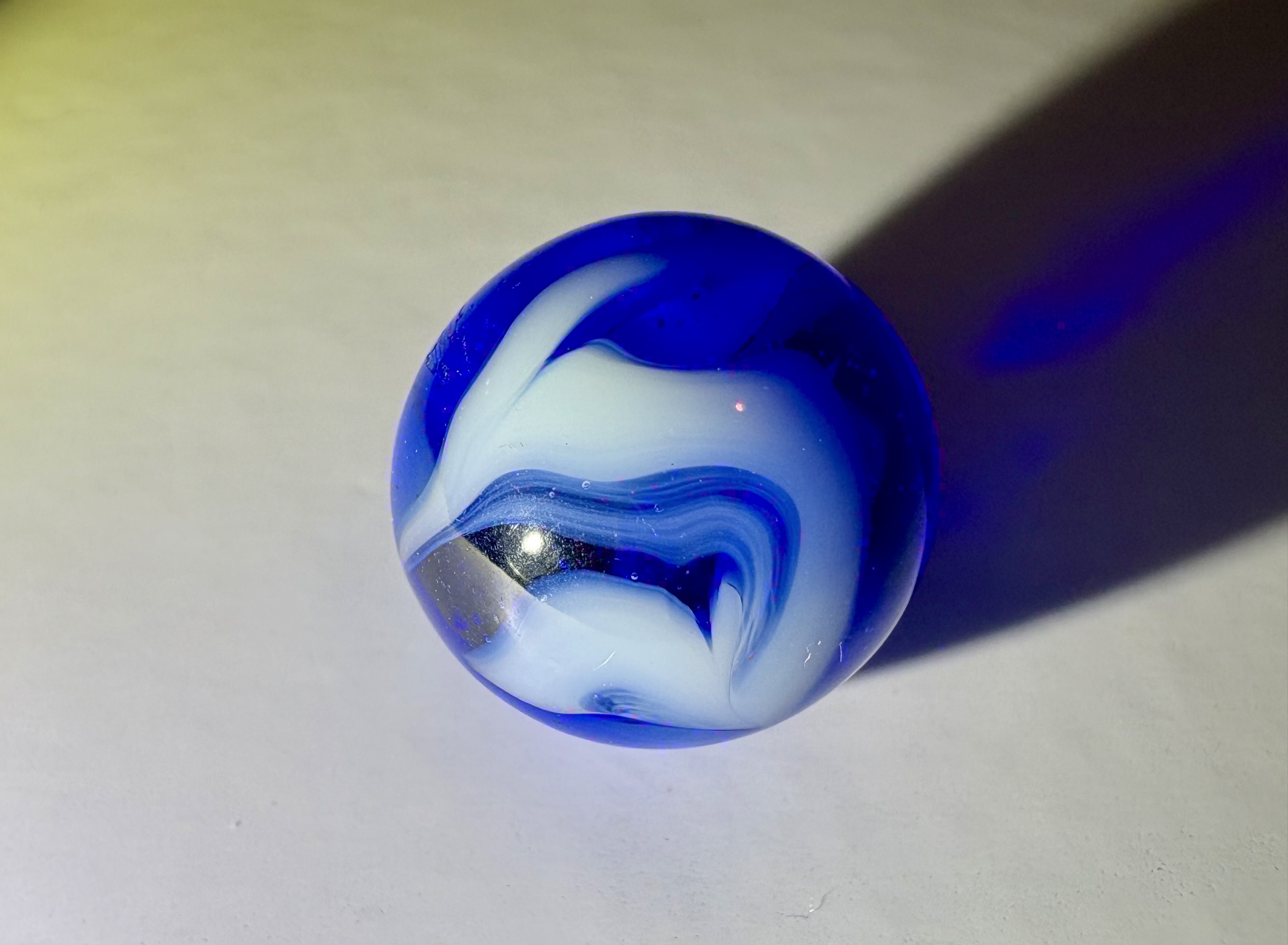 Blue Slag by Akro Agate Company, identification view