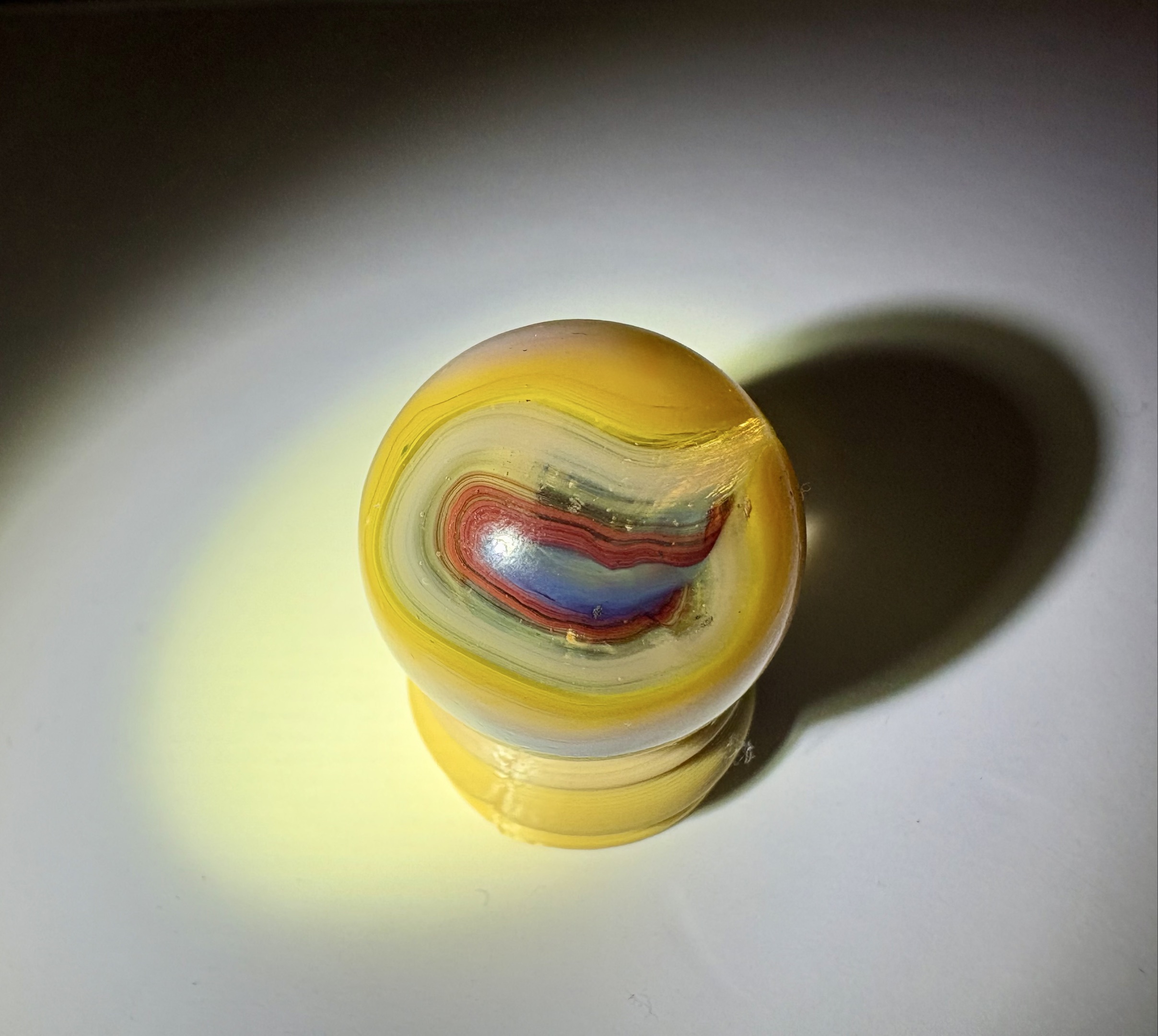 Double Decade Run (UV Reactive Oxblood) by Dave's Appalachian Swirls (DAS), identification view