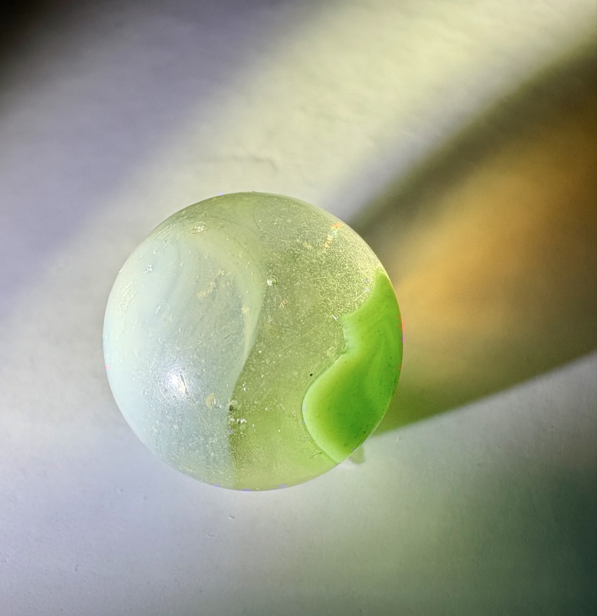 Green on Translucent/Vaseline by Master Marble Company, identification view