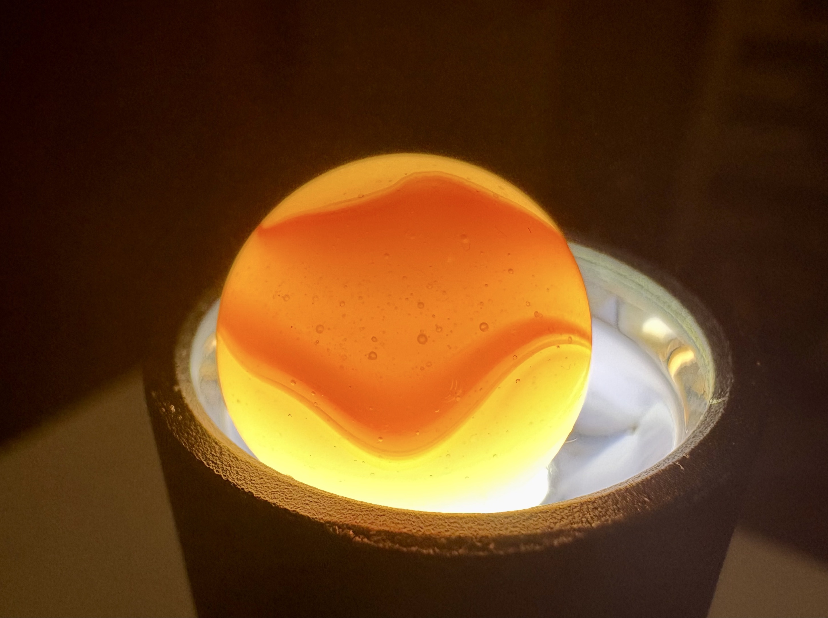 Peltier Rainbo (Orange and White) by Peltier Glass Company, identification view