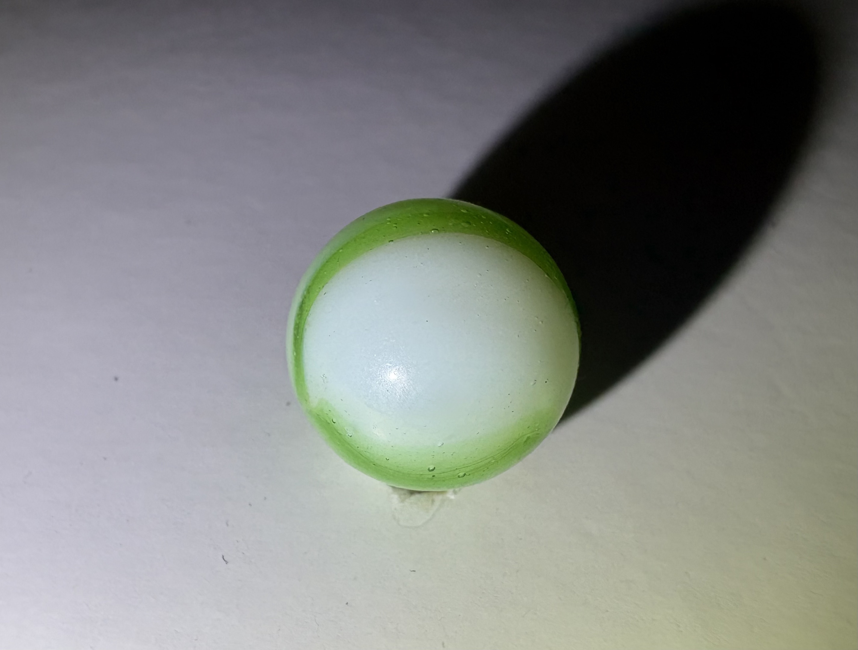 Green and White Patch by Akro Agate Company, identification view