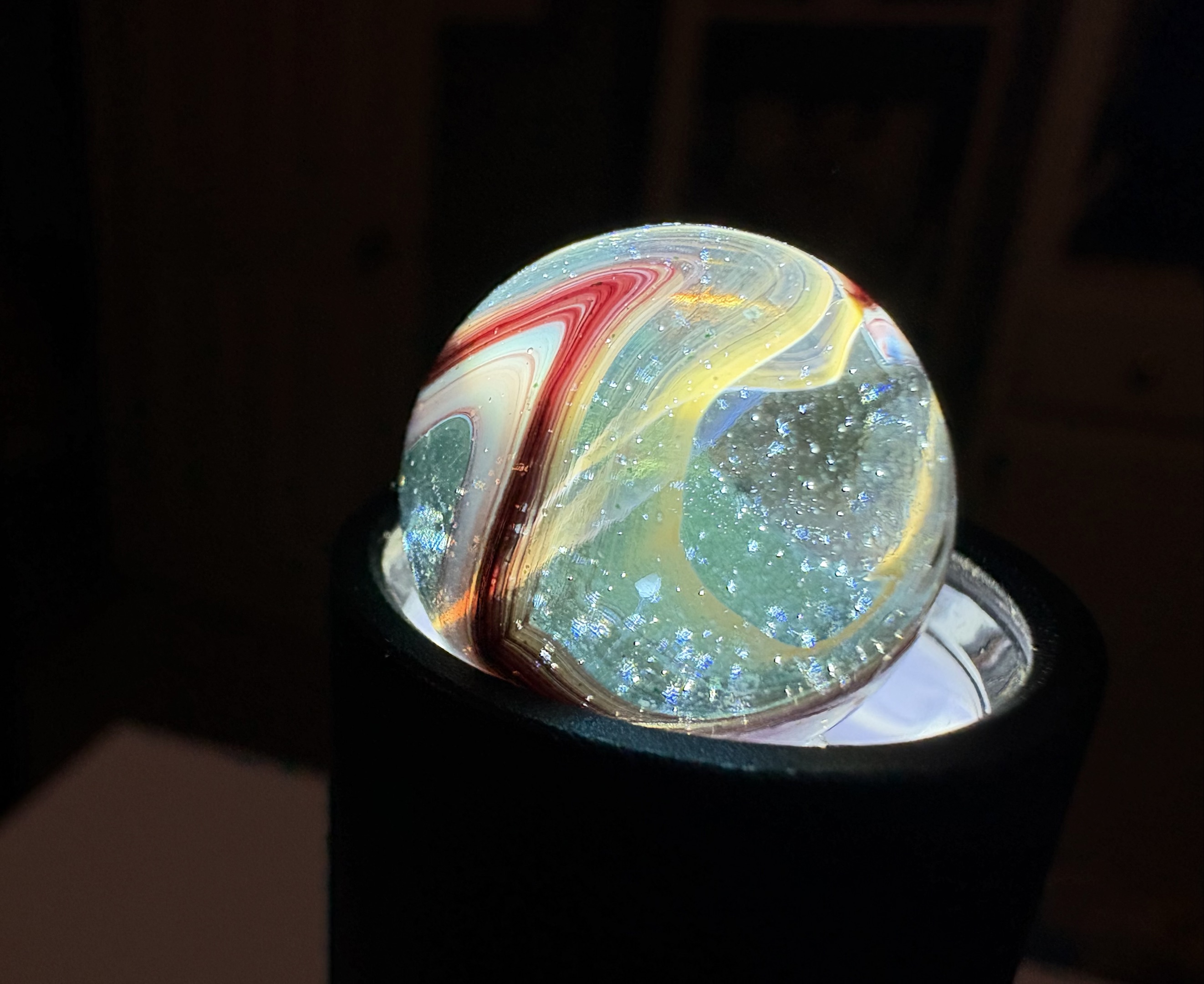 Firecracker (Uranium Base) by Dave's Appalachian Swirls, identification view