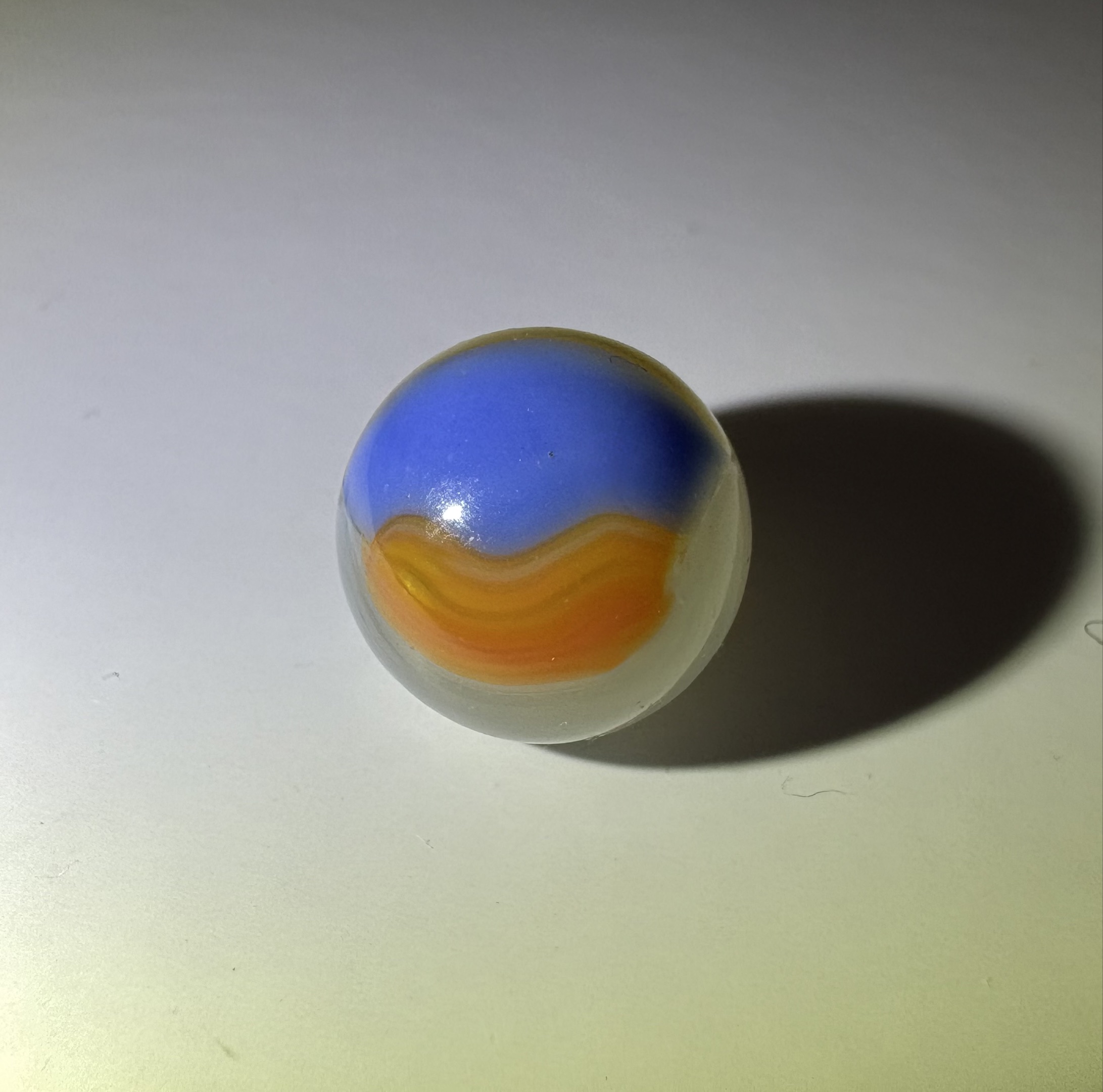 Blue and Orange Victory by Vitro Agate Company, identification view
