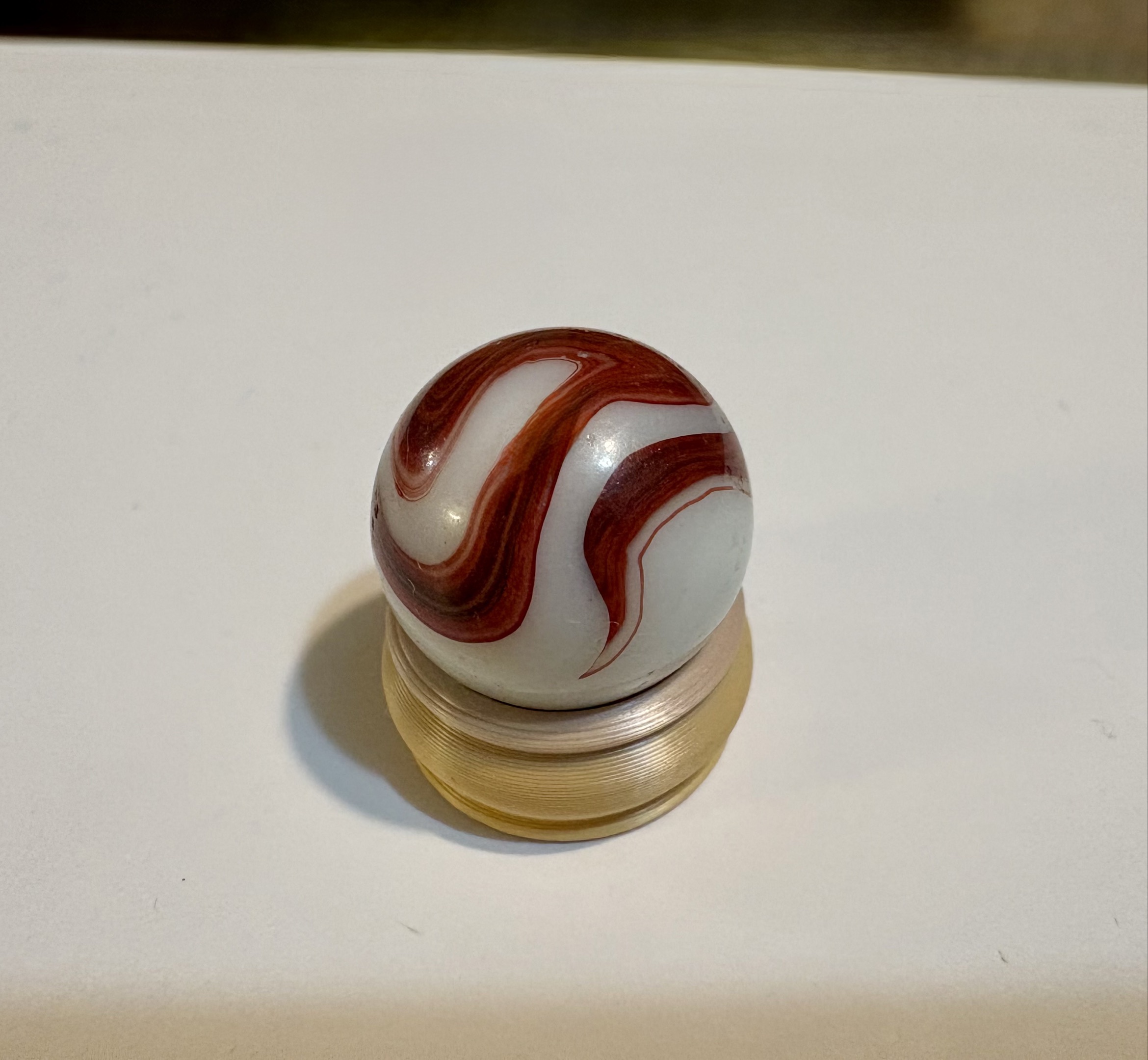 Akro Agate Milky Oxblood by Akro Agate Company, identification view