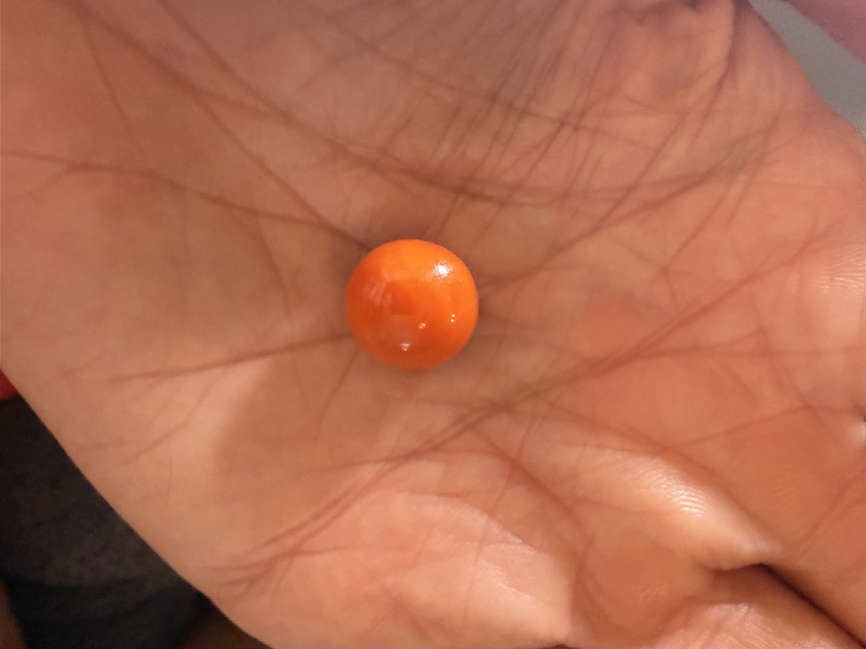 Orange Solid Opaque Peewee by Marble King, identification view