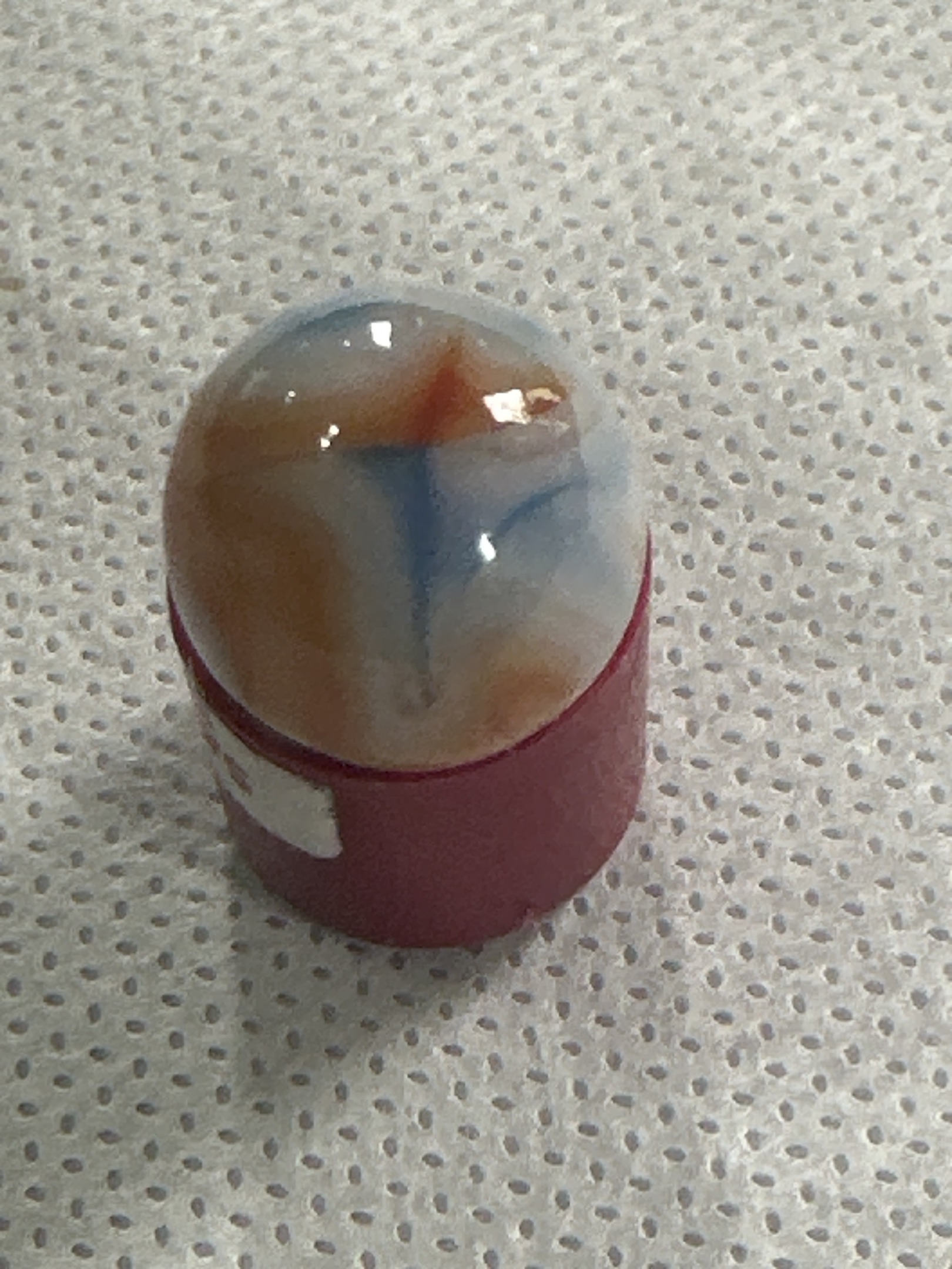 Alley Agate Blue and Orange Swirl by Alley Agate Company, identification view