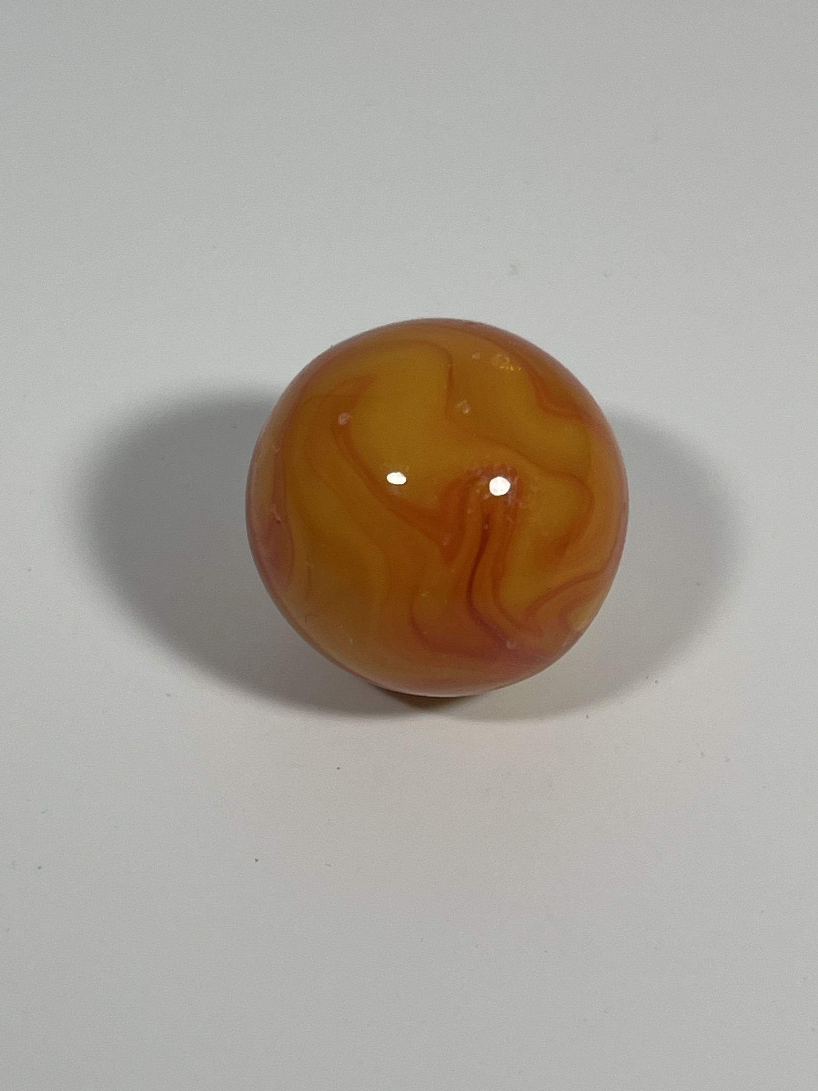Orange Flintie by Akro Agate, identification view