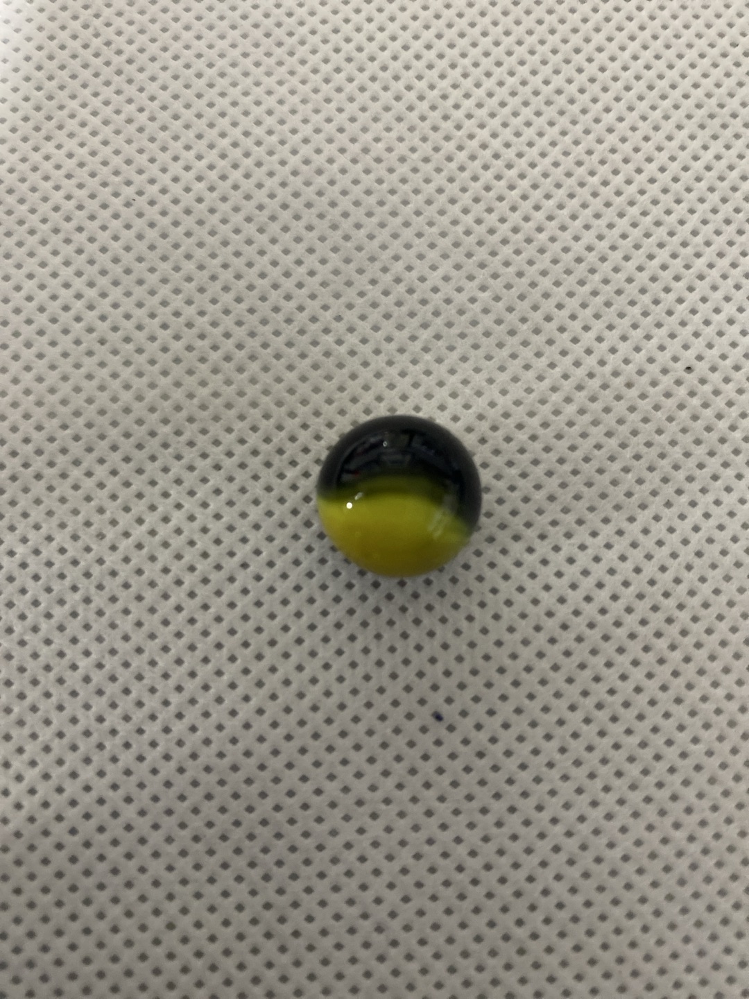 Yellow and Black Swirl/Patch by Marble King, identification view