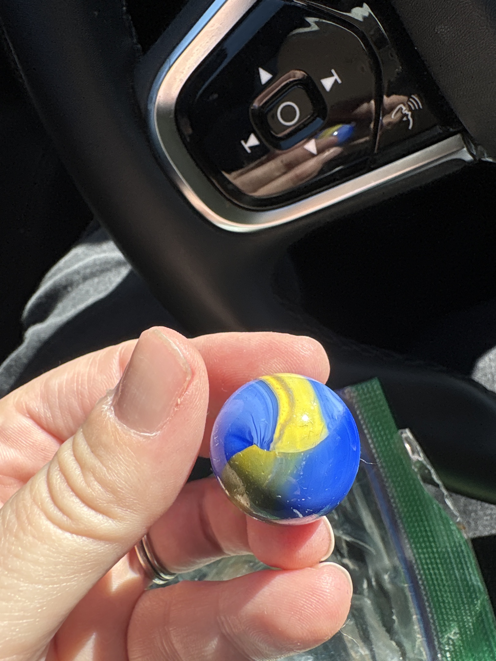 Blue and Yellow Corkscrew by Akro Agate