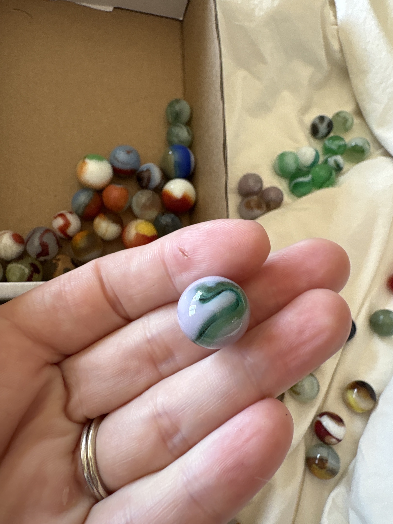 Green and White Corkscrew by Akro Agate