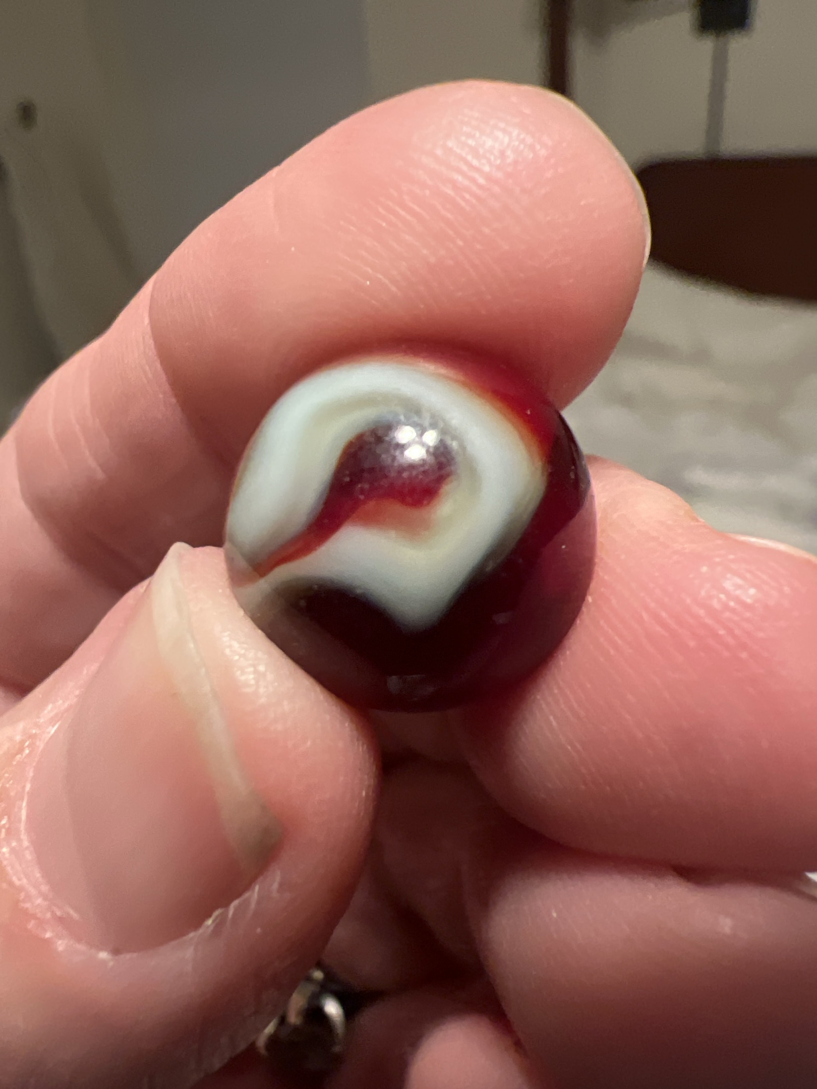 Red Cherry Cream Popeye by Akro Agate