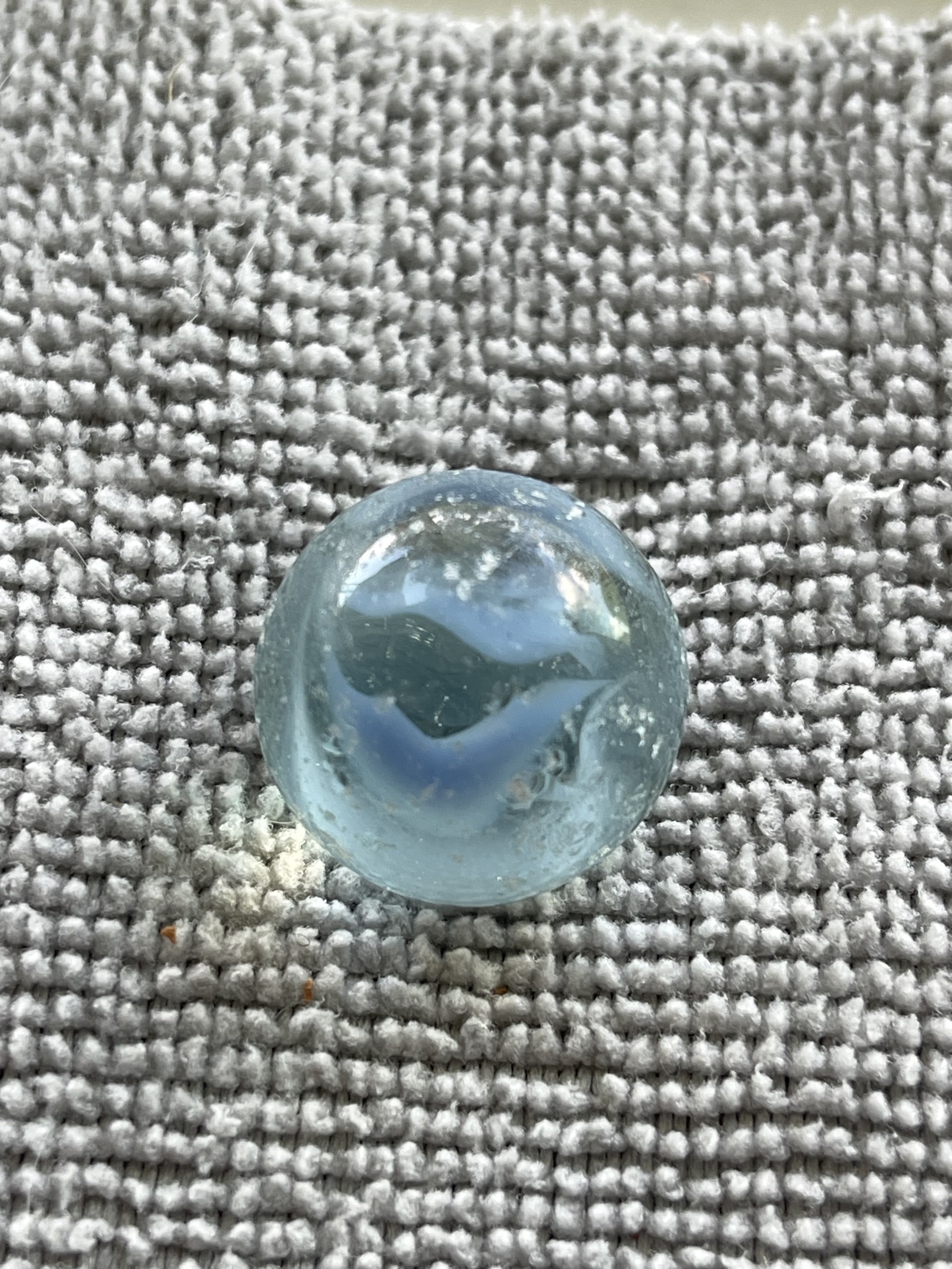 White Ribbon on Blue Base by Vitro Agate Company