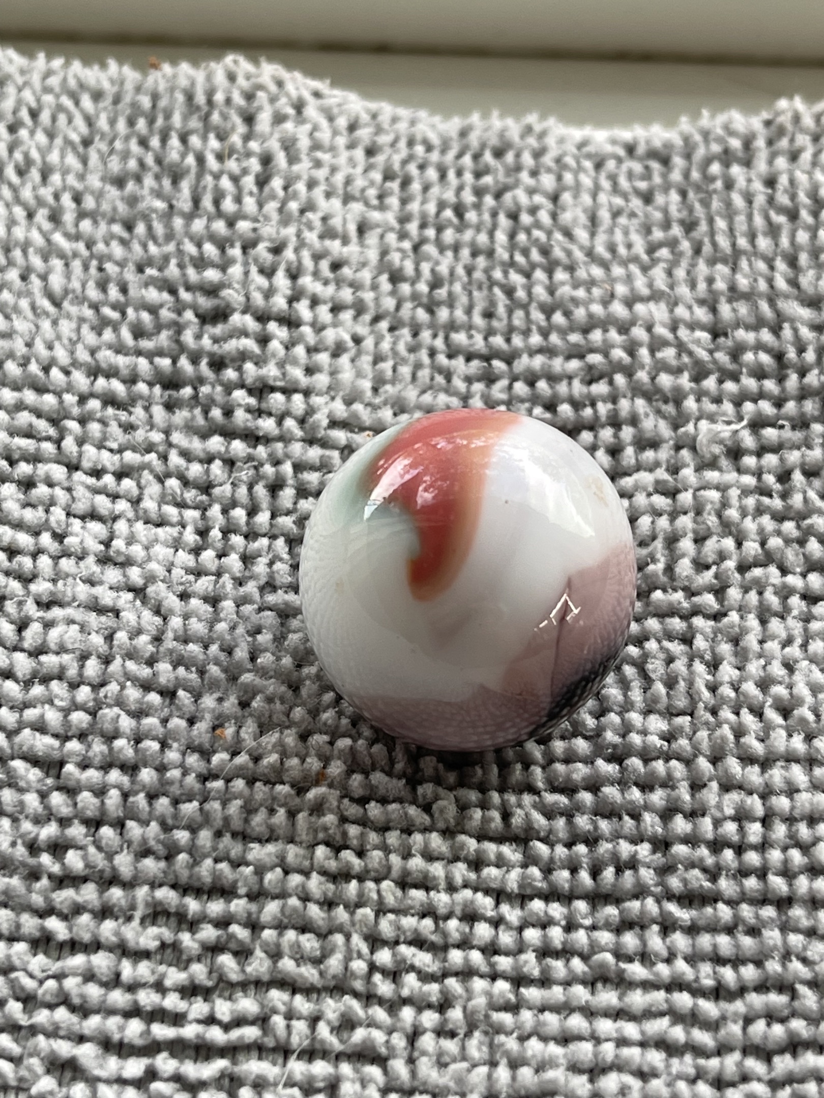 Red and Green Popeye by Akro Agate Company
