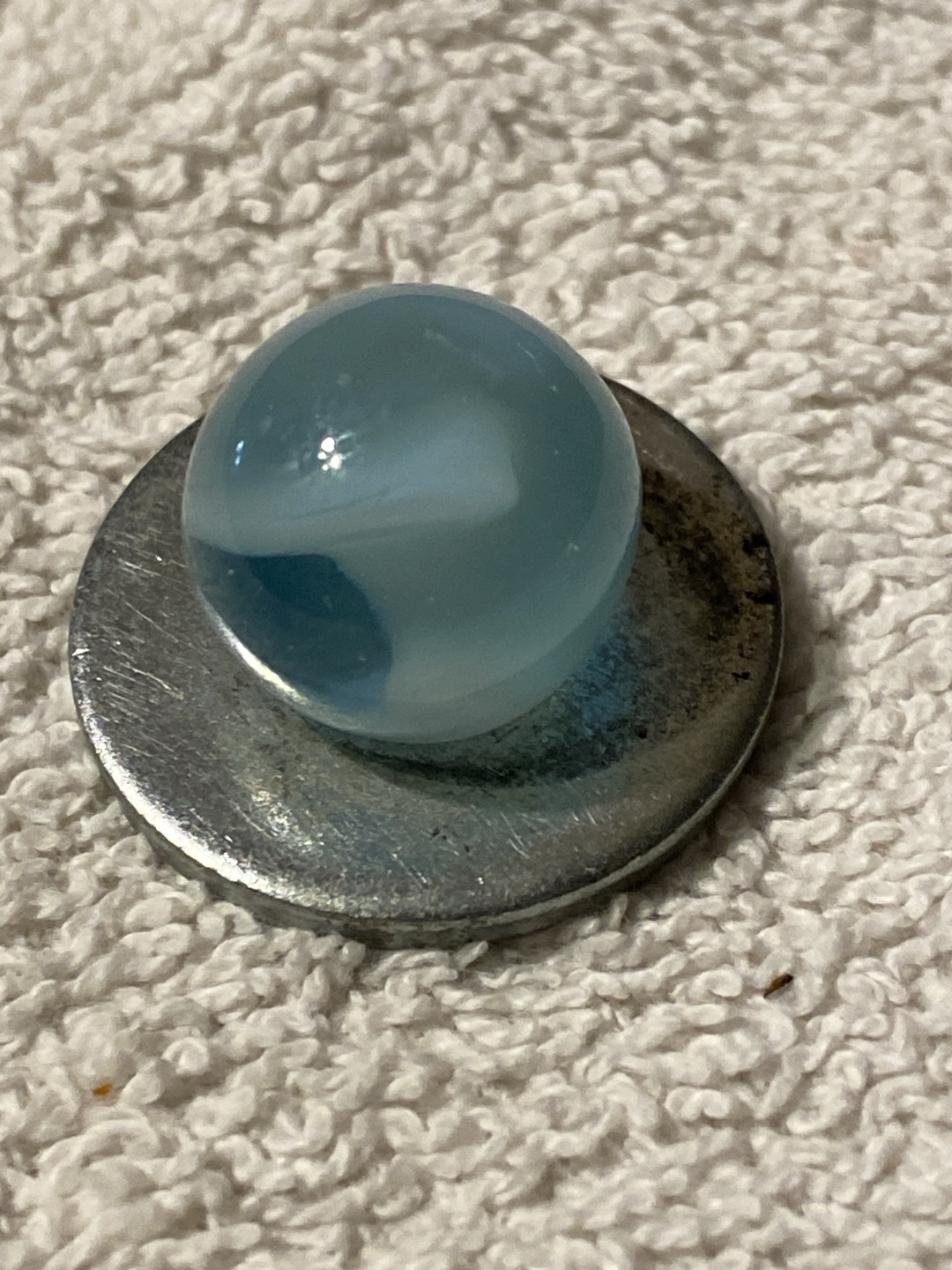 Blue and White Swirl by Akro Agate Company