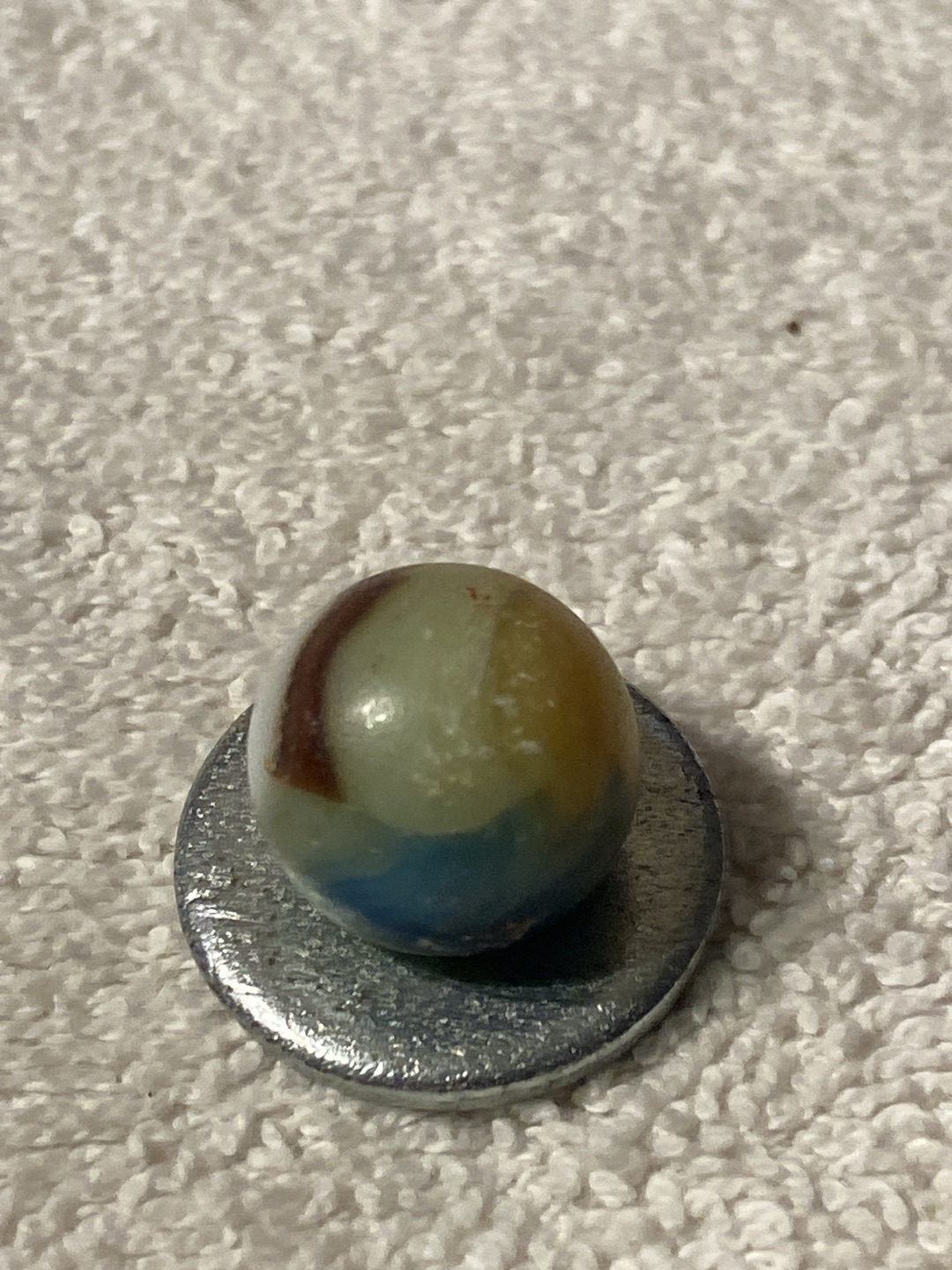 Blue, Yellow, and Oxblood-Red Swirl by Peltier Glass Company