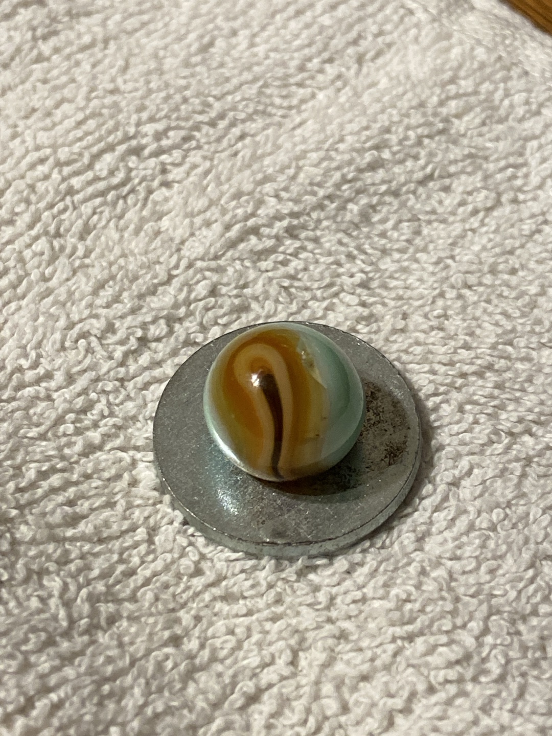 Prize Name (Aqua/Amber Variant) by Akro Agate Company