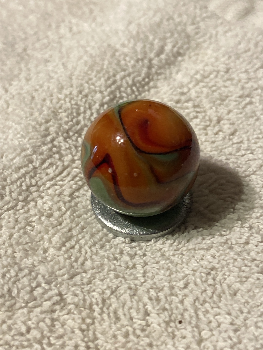 Multi-Color Swirl (Green, Orange, and Oxblood) by Akro Agate Company