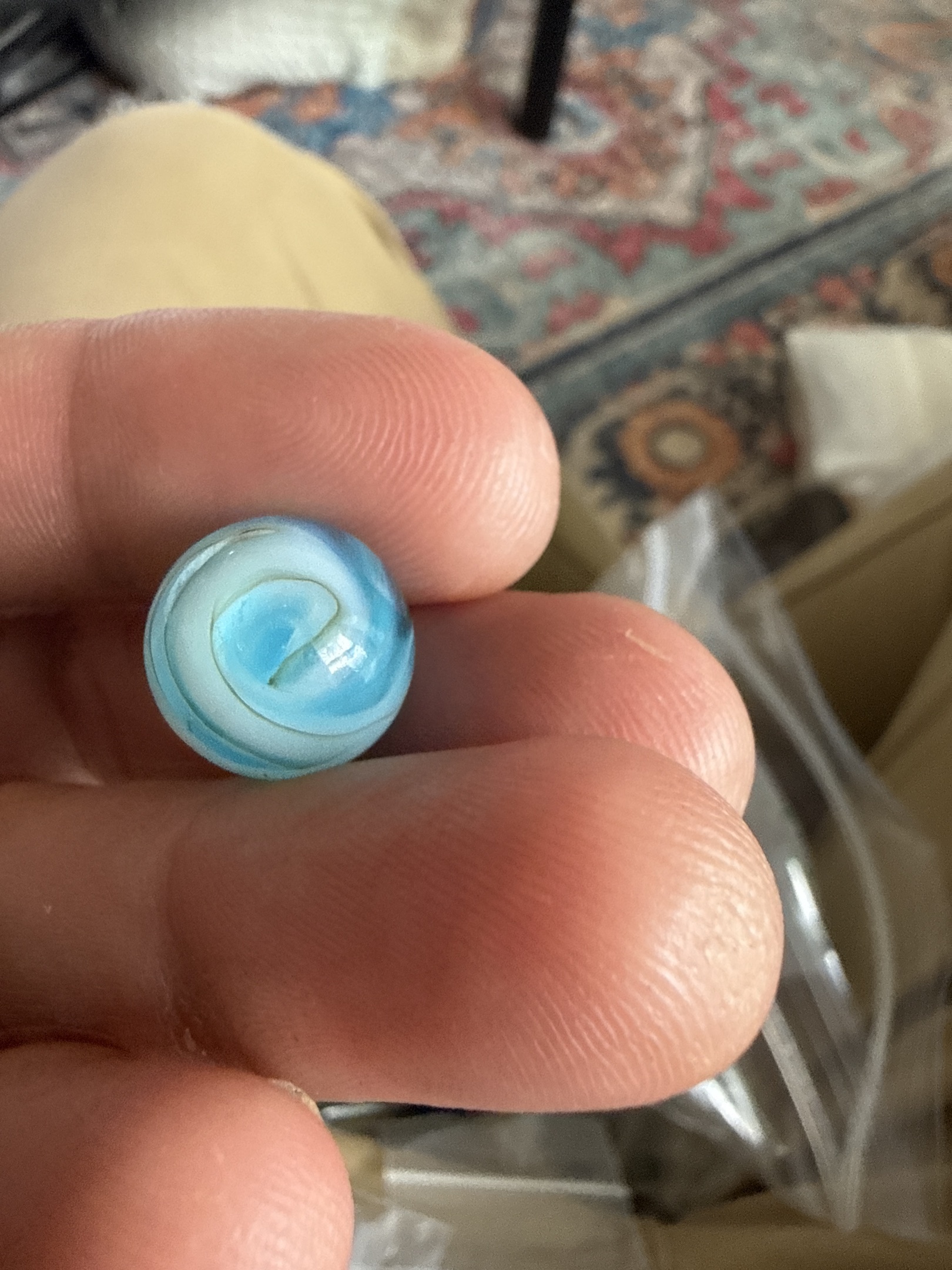 Blue and White Swirl by Akro Agate Company