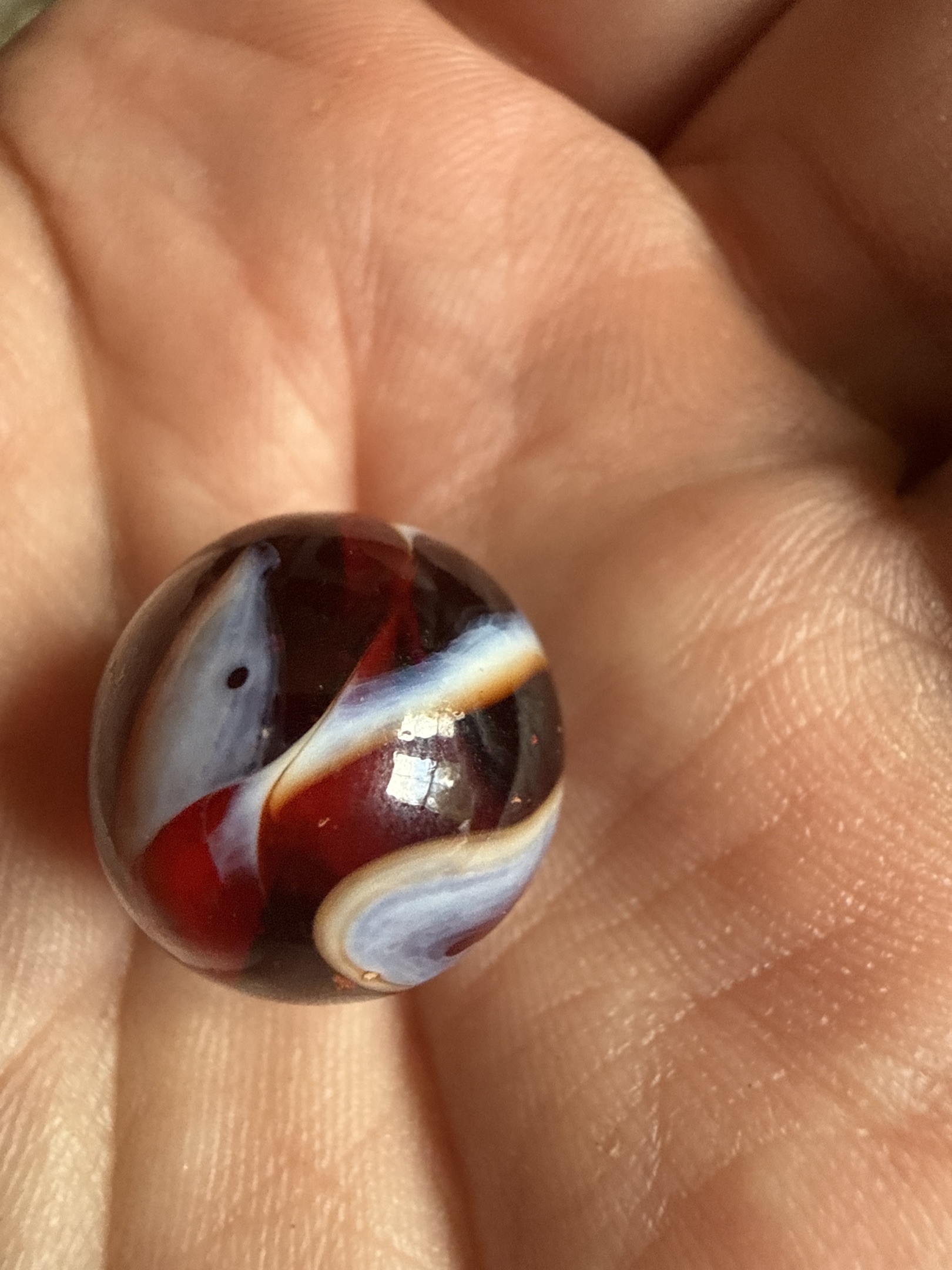 American Agate Swirl with Amber/Orange edging by Christensen Agate Company
