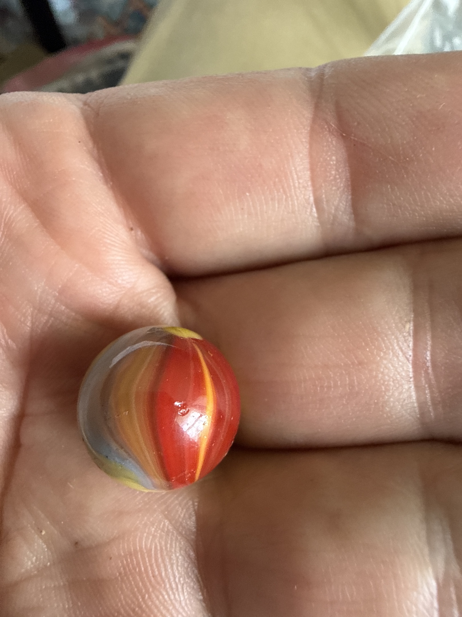 Red and Yellow Swirl by Akro Agate Company