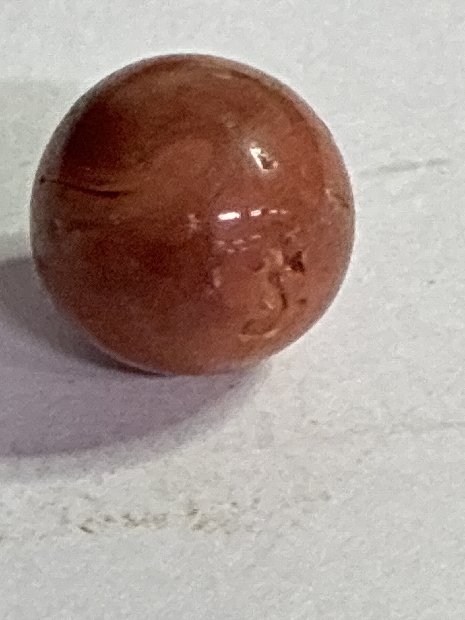 Orange-Brown Opaque by Akro Agate Company, identification view
