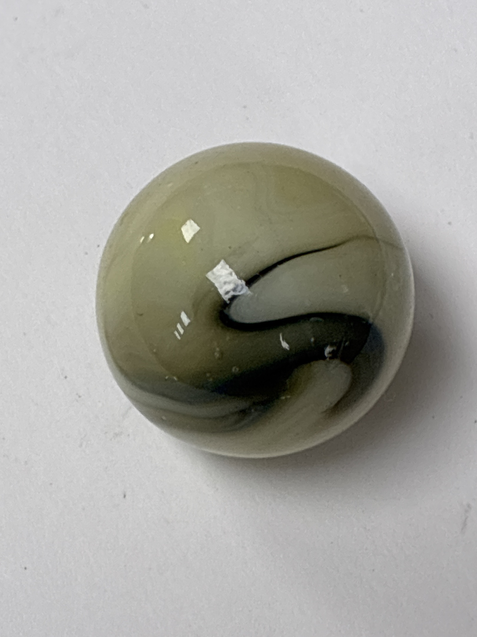 Pistachio Tan Swirl Shooter by Alley Agate, identification view