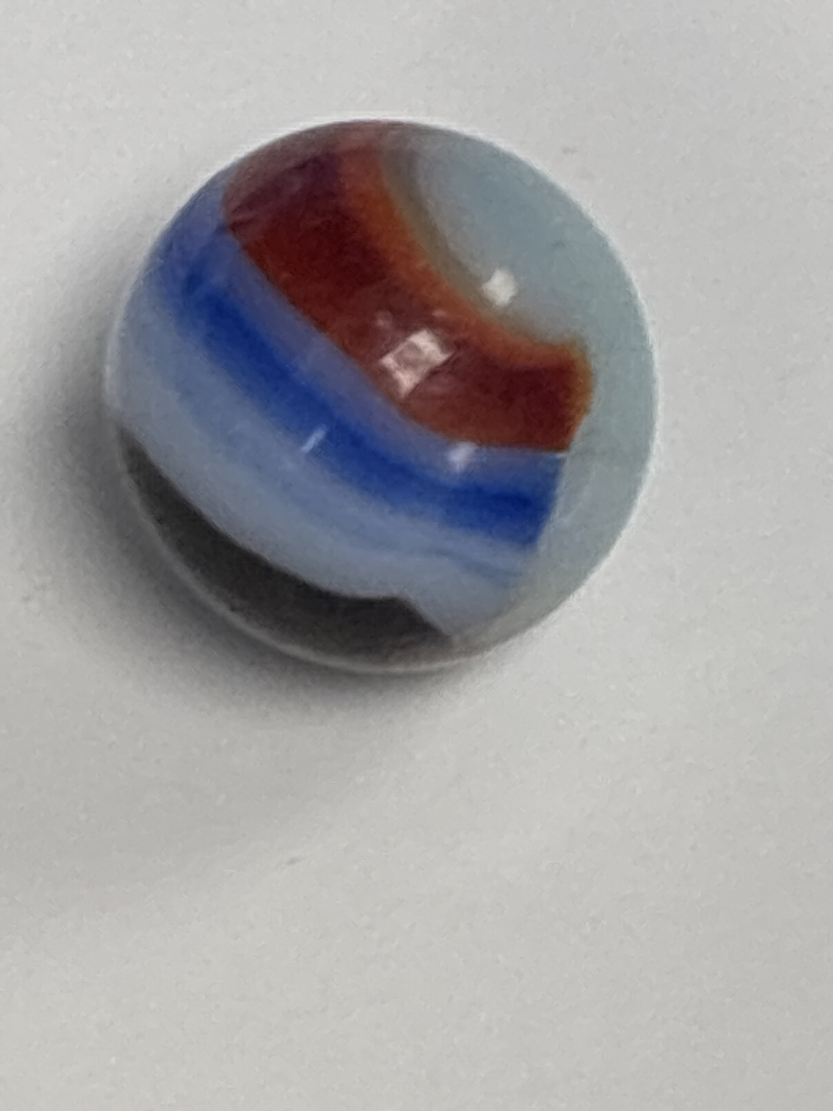 Multi-Color Banana Cat's Eye (Red and Blue) by Peltier Glass Co., identification view
