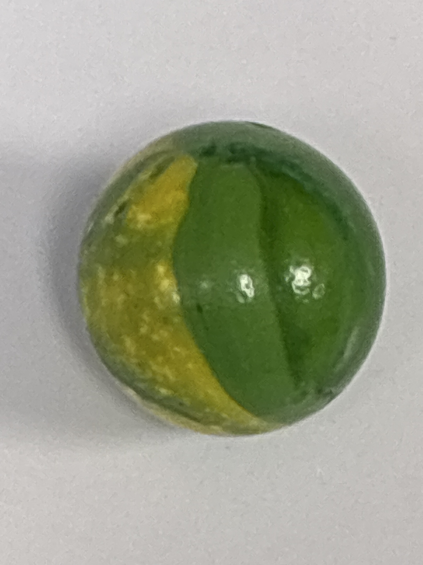 Two-Color (Yellow and Green in Green Base) by Marble King, identification view