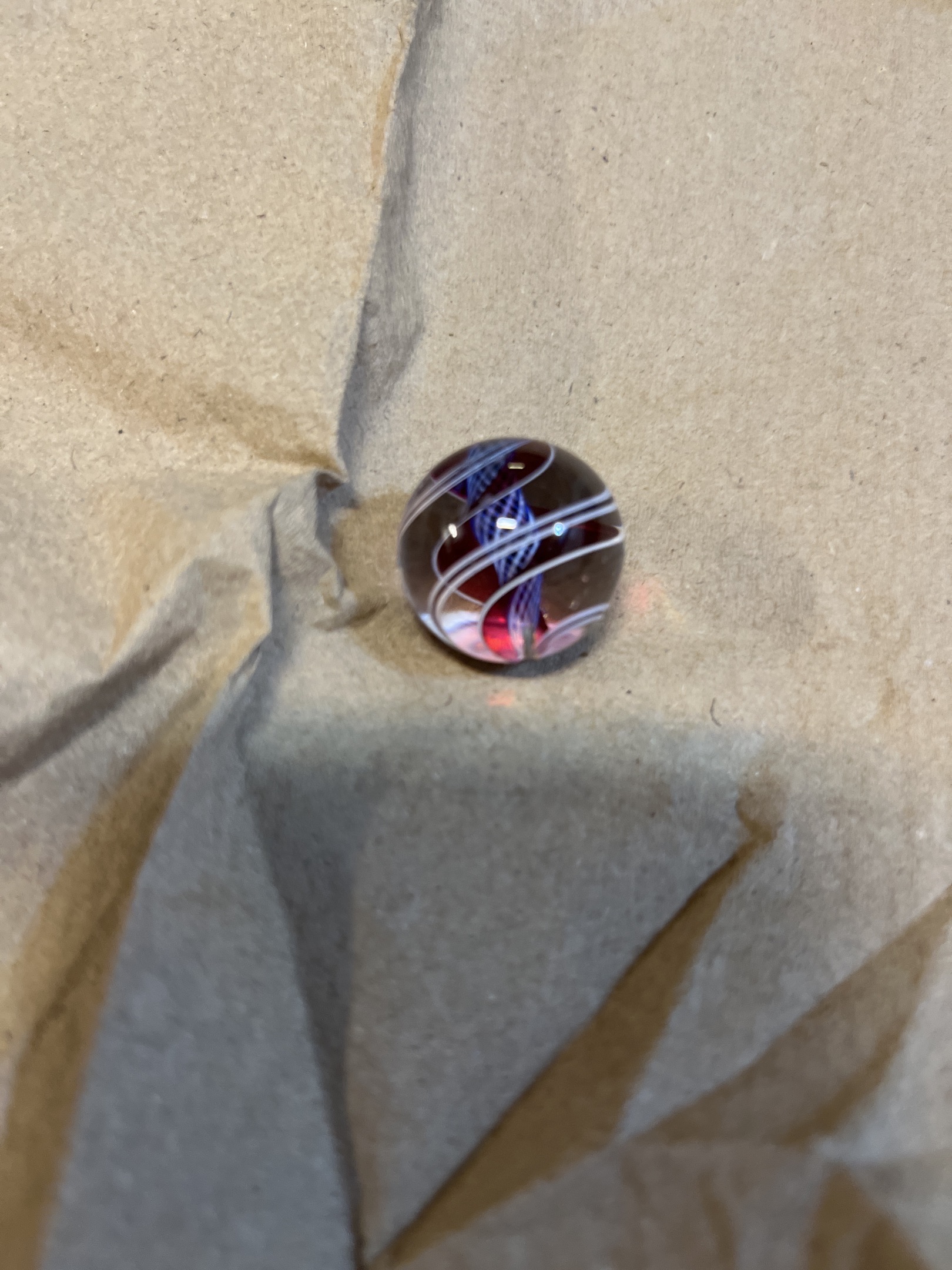 Latticinio Core (Red & Blue Ribbons) by German Glasshouses (Laucha/Thuringia)