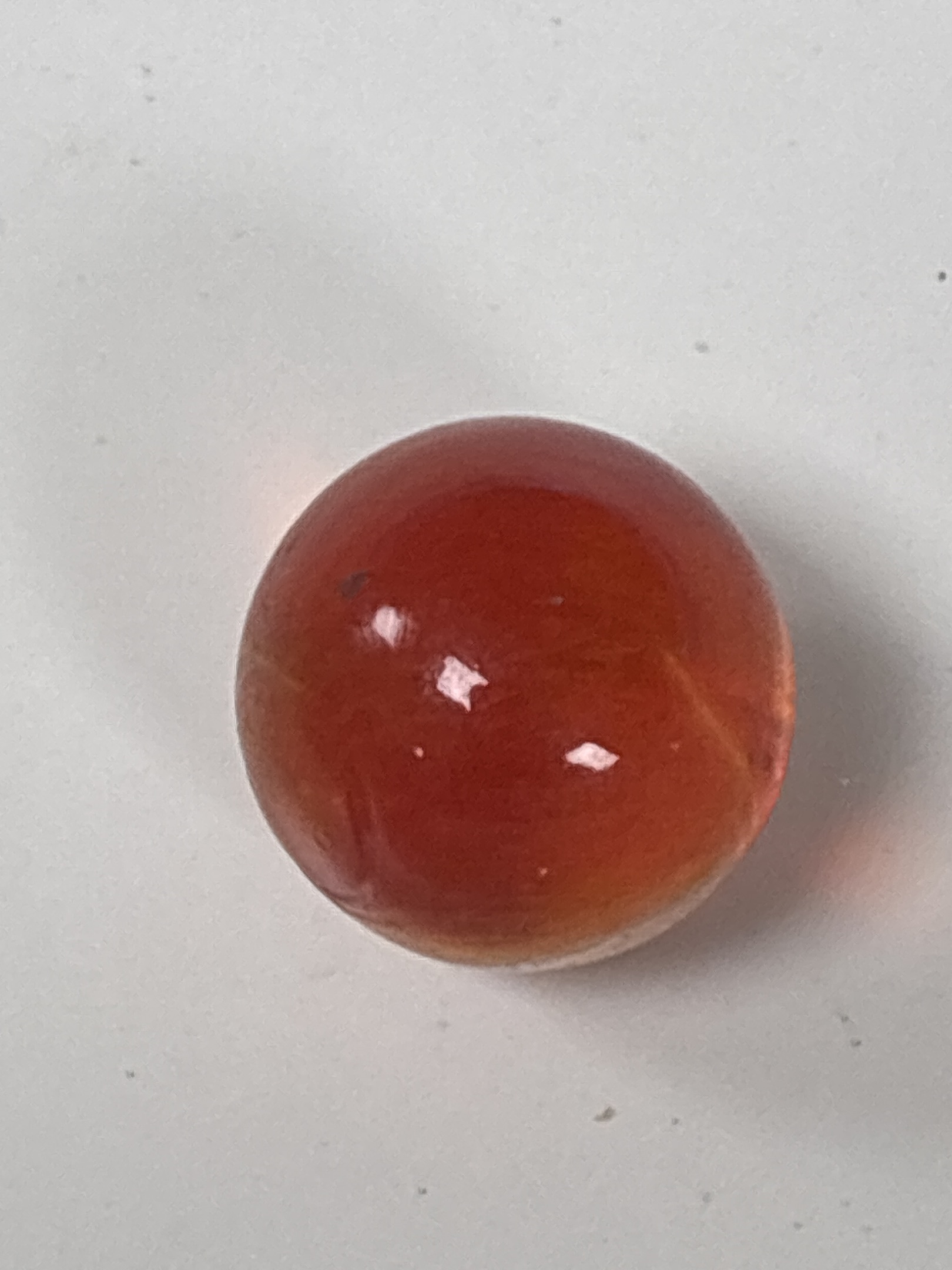 Peach Peach Swirl / Slag by Christensen Agate Company, identification view