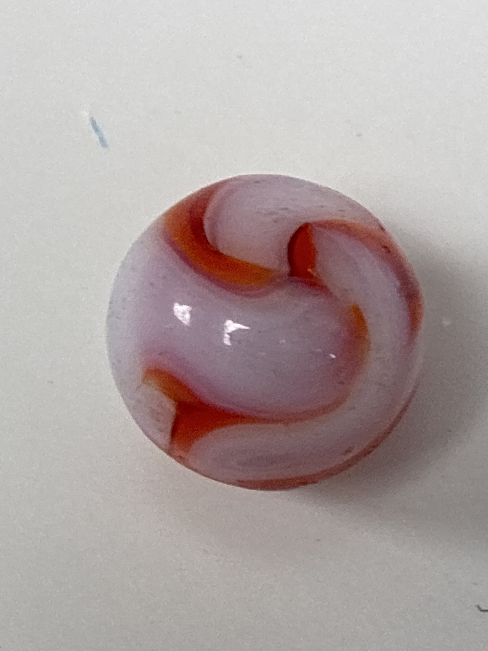 Flame Swirl (Orange and White/Lavender) by Alley Agate, identification view
