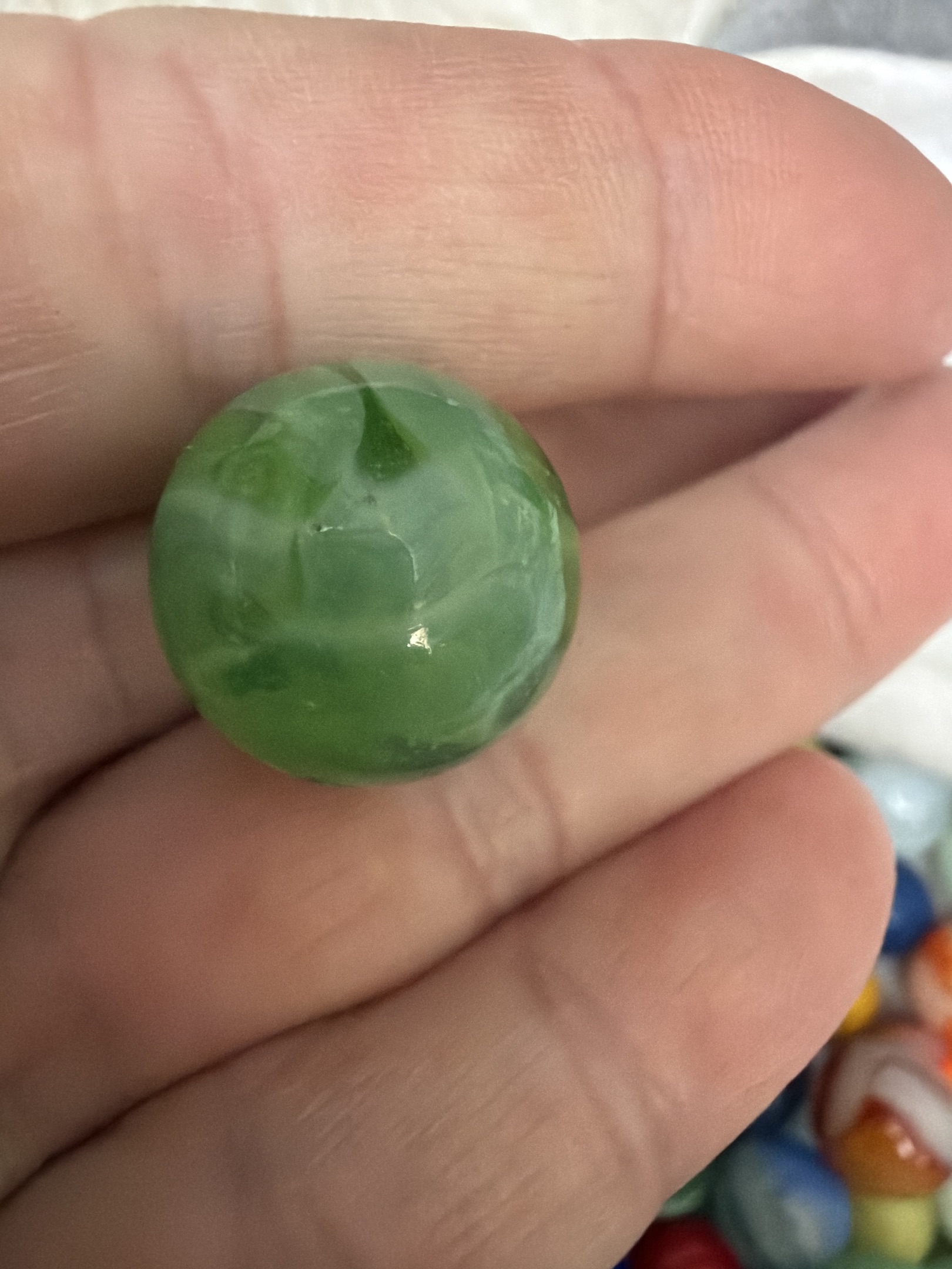 Green Slag / Prize Name by Akro Agate Company
