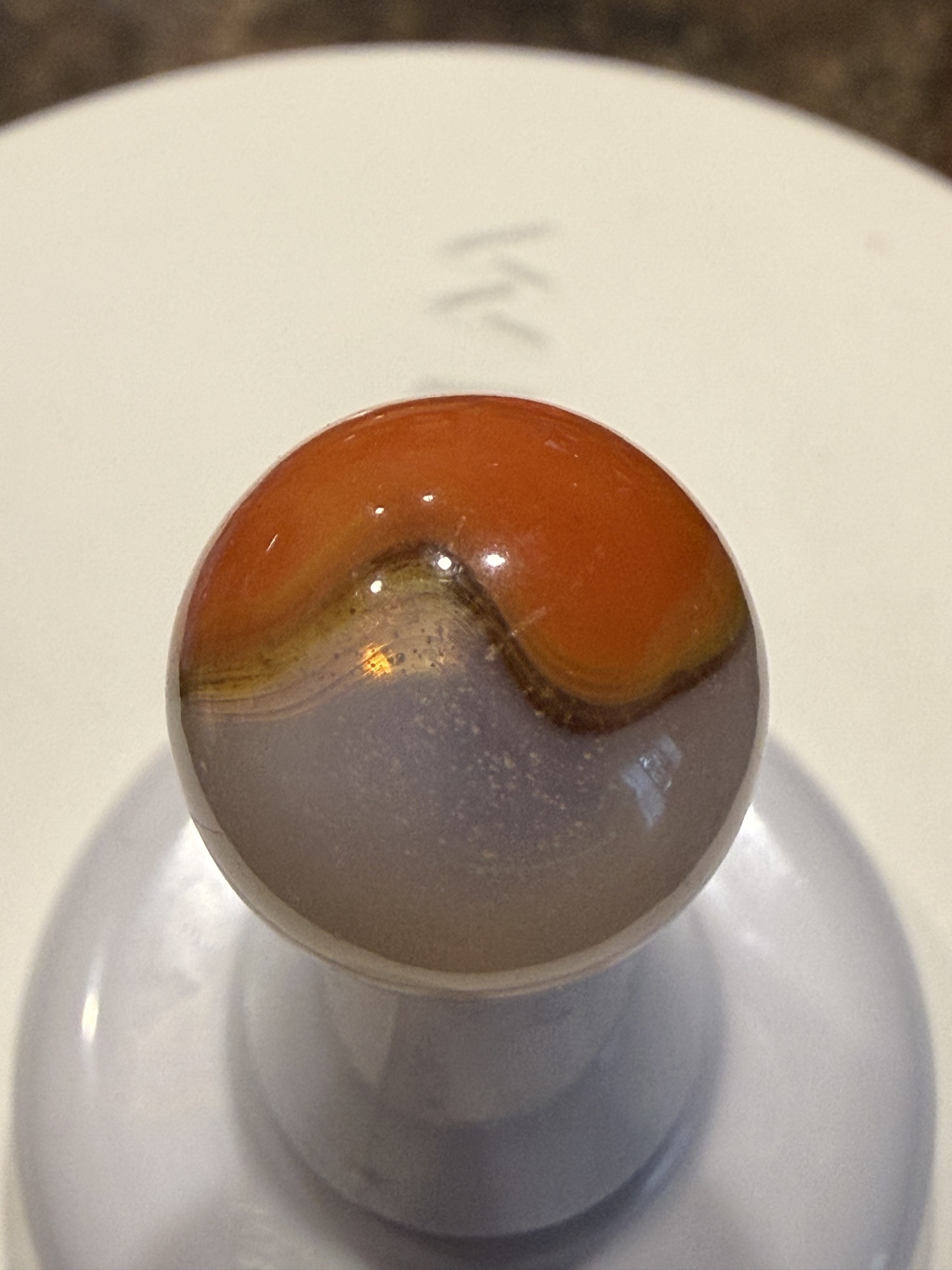 Orange Patch (Translucent Base) by Akro Agate, identification view