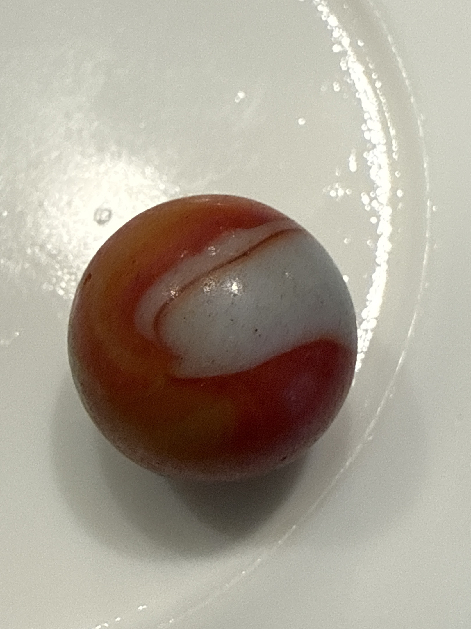 Orange and White Patch by Akro Agate Company