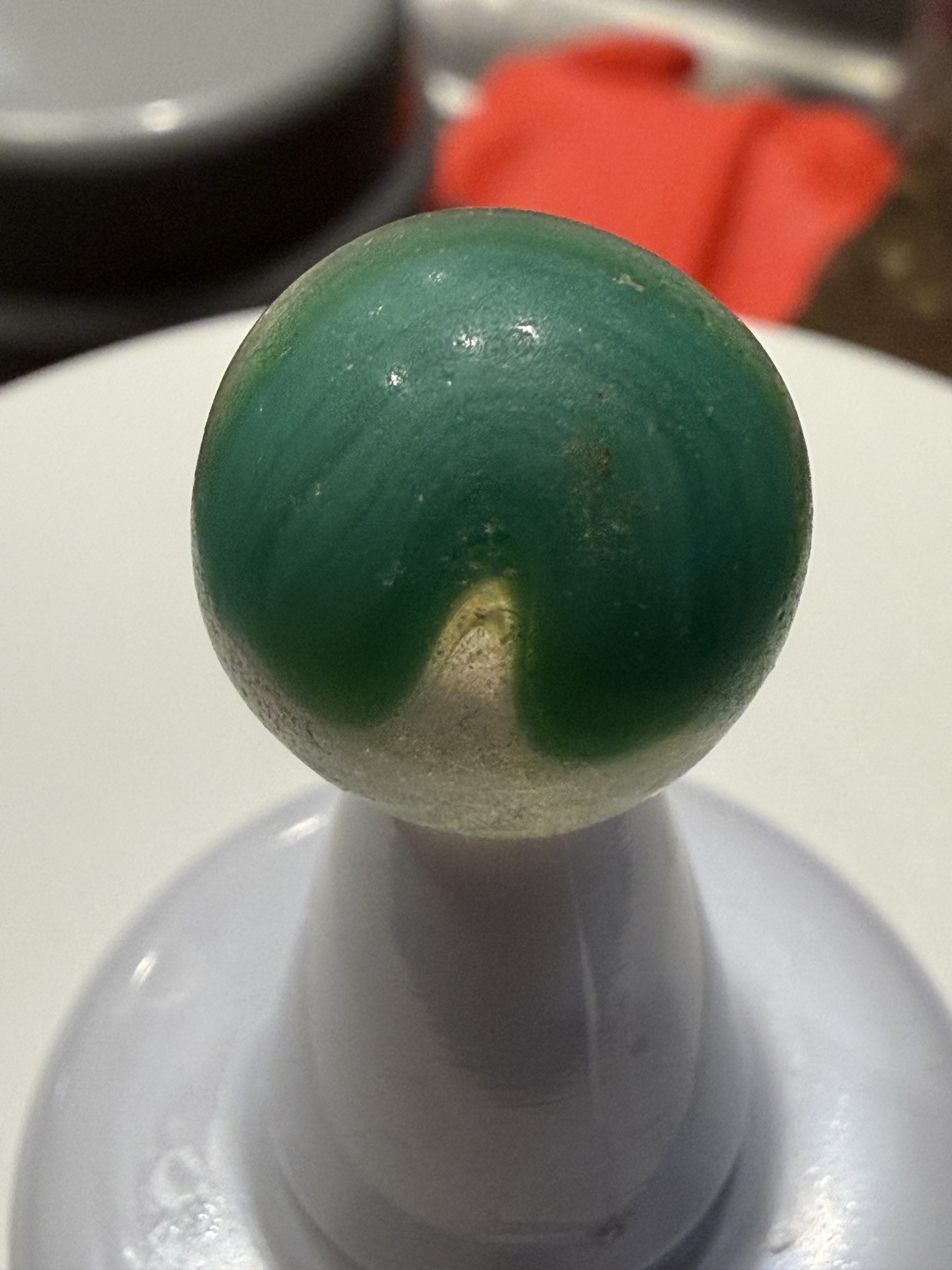 Green and White Prize Name by Akro Agate Company