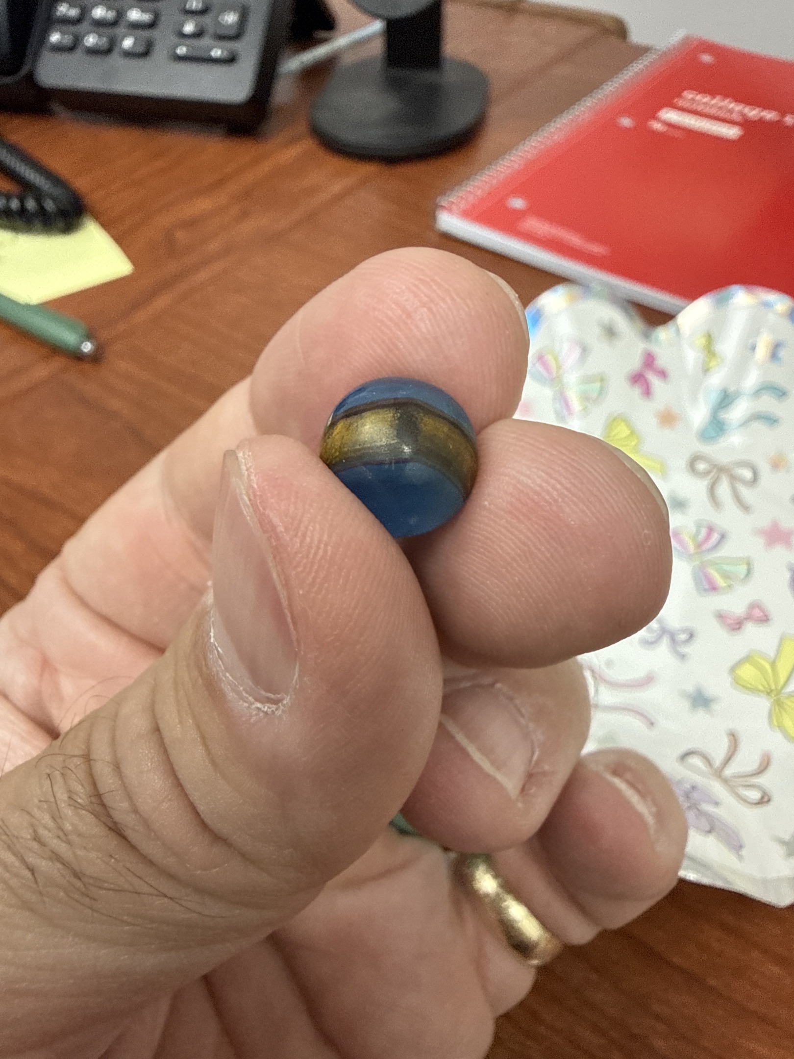 Blue/Yellow/Black Tri-lite by Vitro Agate Company