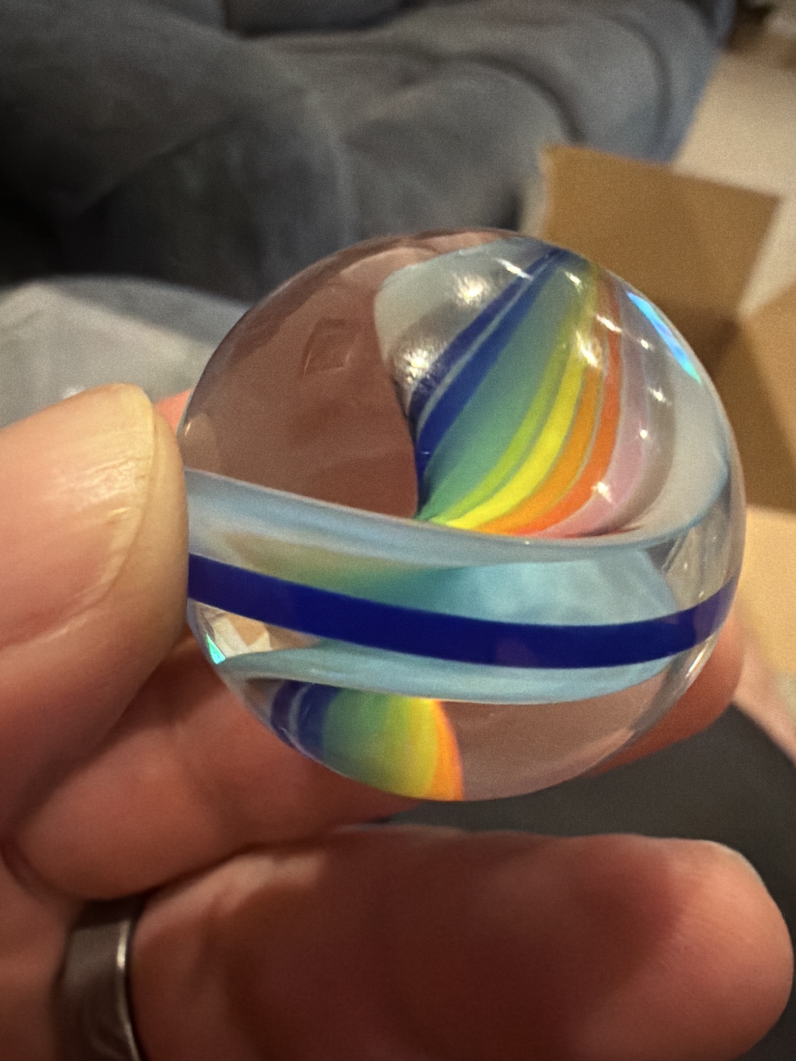 Divided Core Rainbow Swirl by German Glassworks (Lauscha Region)