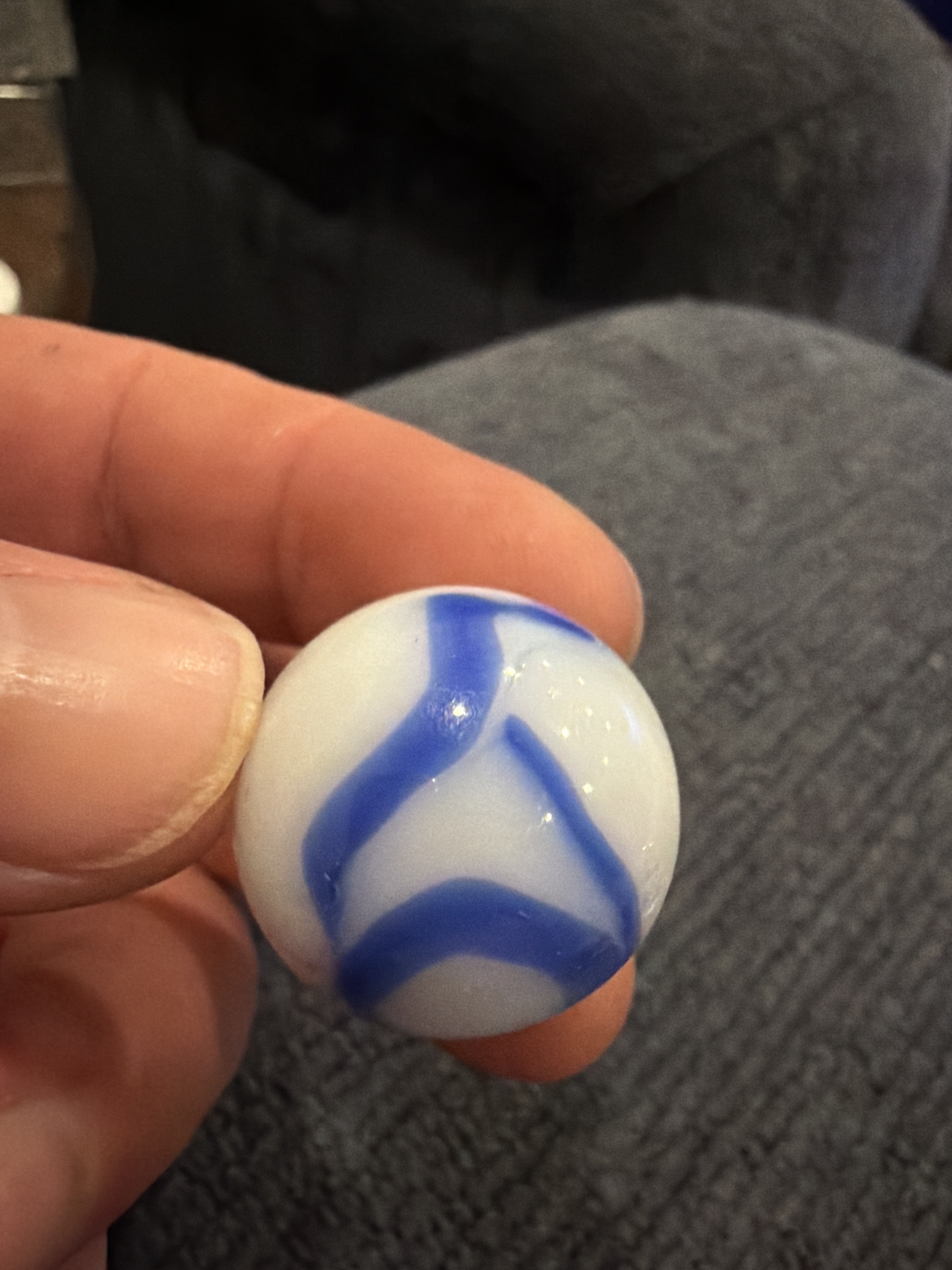 Blue and White Prize Name by Akro Agate Company