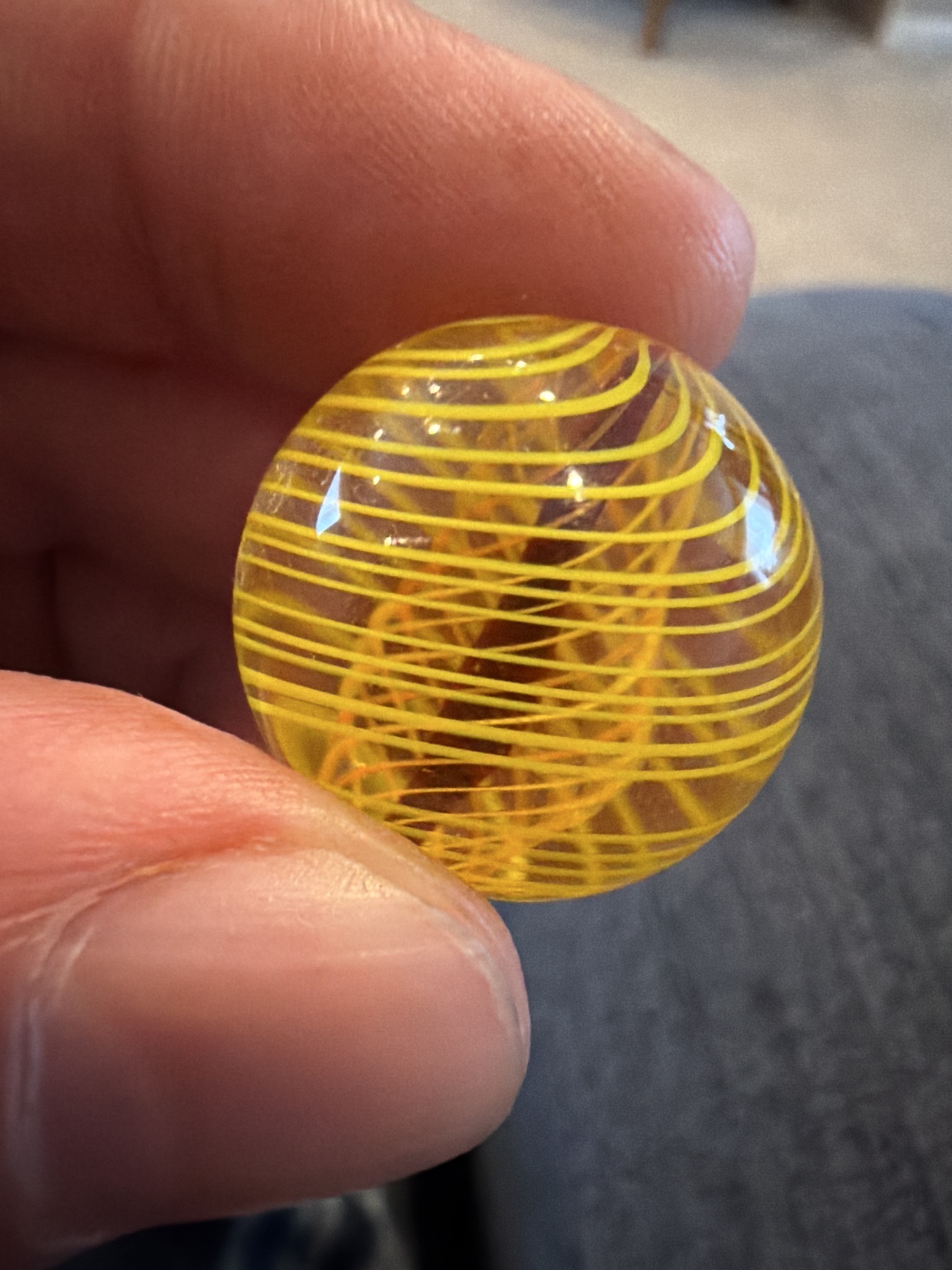 Solid Core Swirl (Dark Red Core with Yellow Ribbons) by German (Handmade)